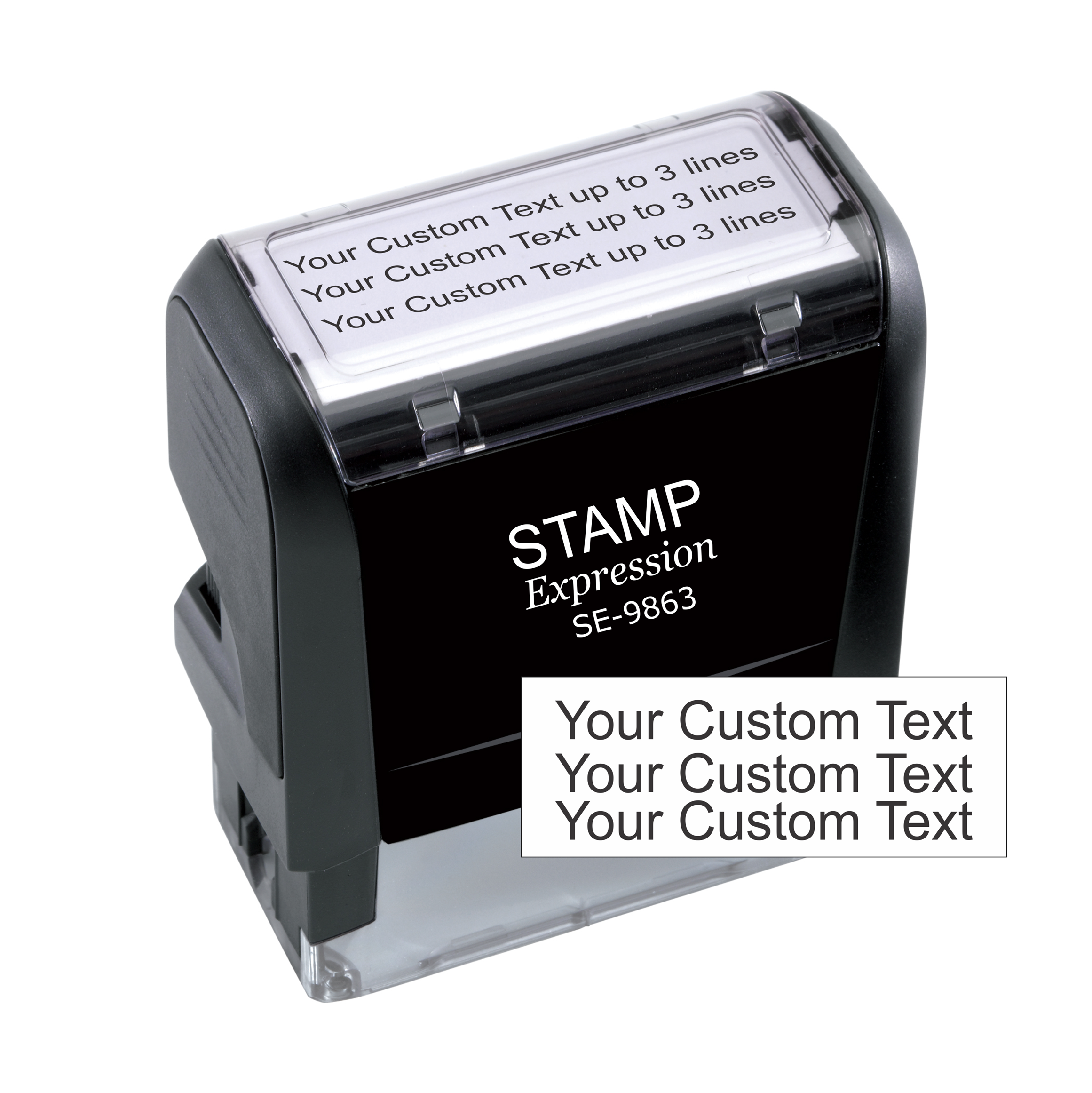 Small Up to 3 Lines 0.56" x 1.5" Custom Self Inking Rubber Stamp (SH-3line)