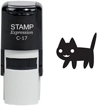 Black Halloween Cat Self Inking Rubber Stamp (SH-6842)
