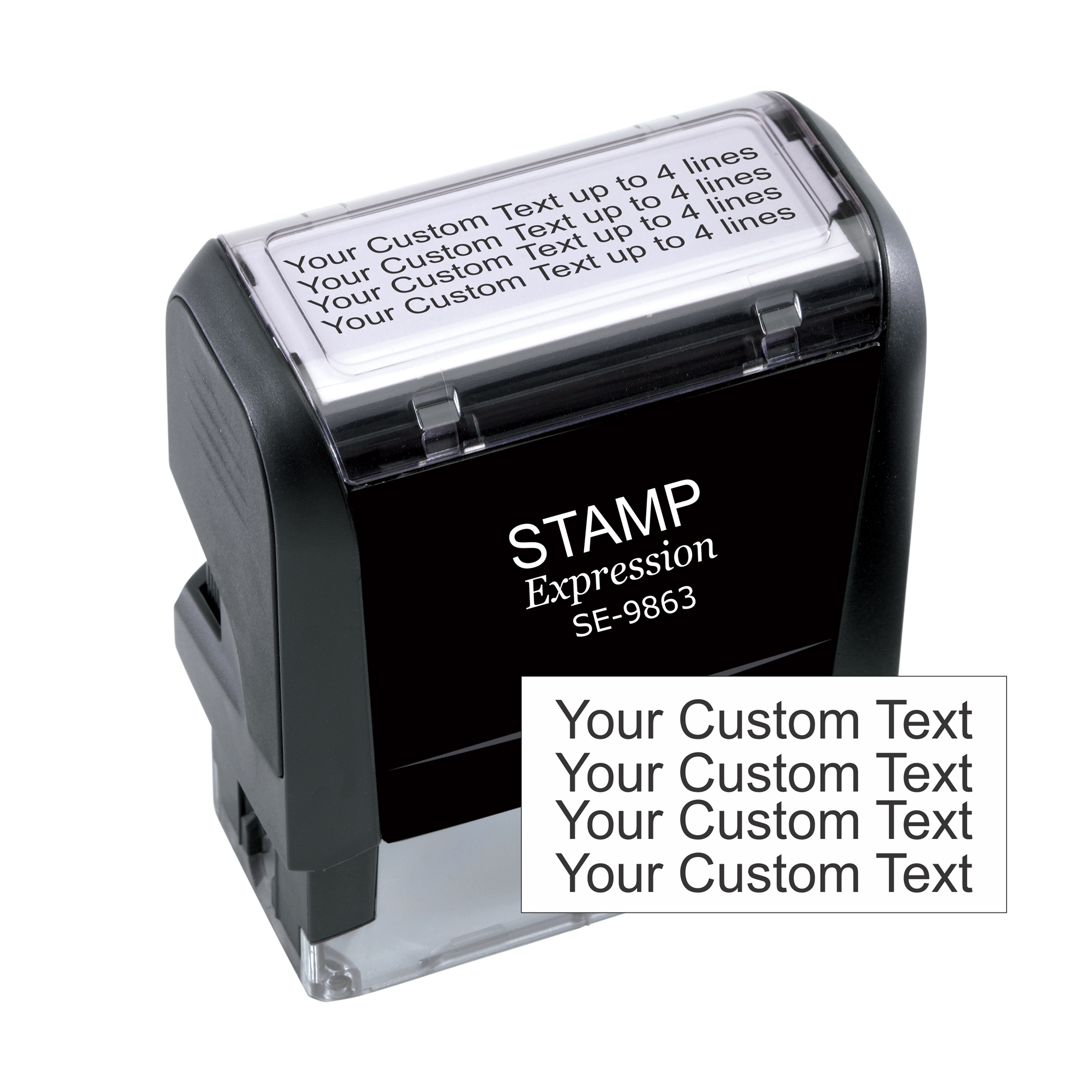 Medium Up to 4 Lines 0.9" x 2.38" Custom Self Inking Rubber Stamp (SH-4line)
