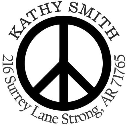 Peace Symbol Custom Return Address Stamp - Self Inking. Personalized Rubber Stamp with Lines of Text (SH-76057)