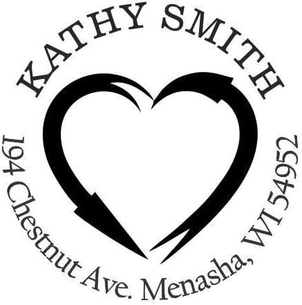 Fishing Hooks Hearts Hunting Custom Return Address Stamp - Self Inking. Personalized Rubber Stamp with Lines of Text (SH-76037)