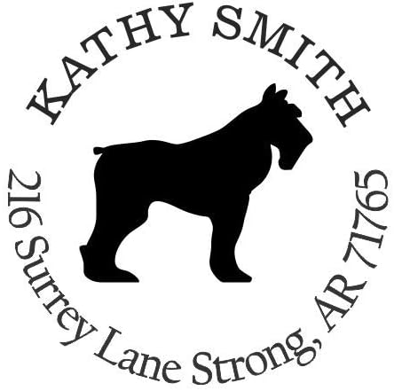 Schnauzer Dog Custom Return Address Stamp - Self Inking. Personalized Rubber Stamp with Lines of Text (SH-76686)