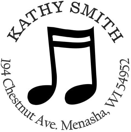 Sixteenth Note Music Custom Return Address Stamp - Self Inking. Personalized Rubber Stamp with Lines of Text (SH-7056)