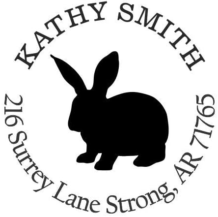 Bunny Rabbit Cat Custom Return Address Stamp - Self Inking. Personalized Rubber Stamp with Lines of Text (SH-76076)