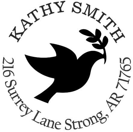 Peace Dove Custom Return Address Stamp - Self Inking. Personalized Rubber Stamp with Lines of Text (SH-76113)