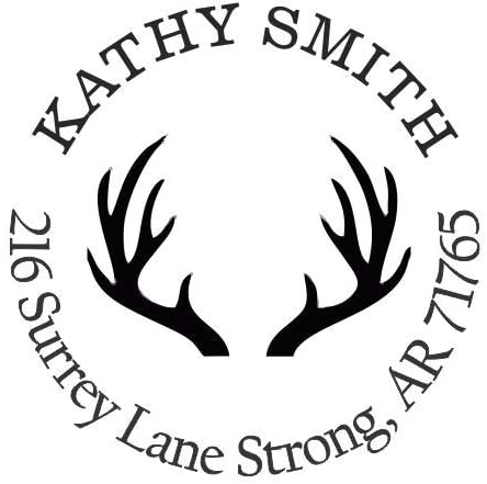 Deer Antlers Custom Return Address Stamp - Self Inking. Personalized Rubber Stamp with Lines of Text (SH-76187)