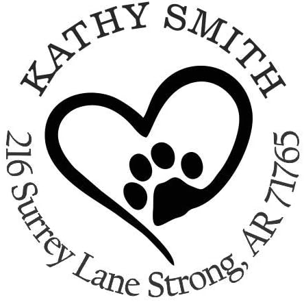 Dog Paw Dog Lover Custom Return Address Stamp - Self Inking. Personalized Rubber Stamp with Lines of Text (SH-76297)