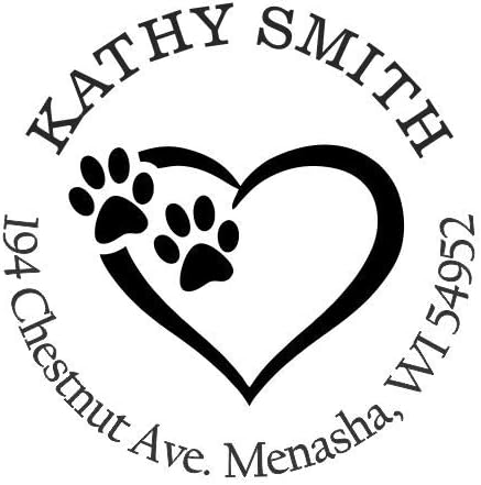 Tiny Paw Prints Dog Lover Custom Return Address Stamp - Self Inking. Personalized Rubber Stamp with Lines of Text (SH-7057)