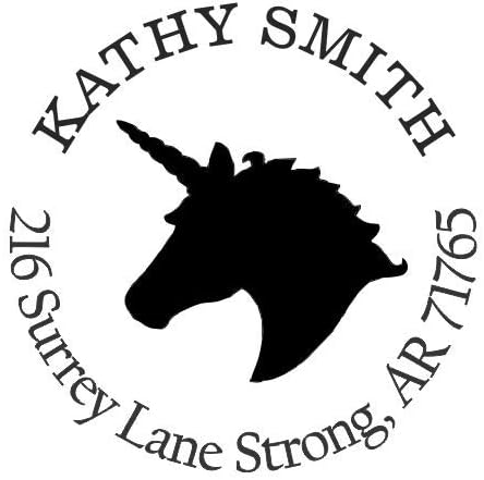 Unicorn Head Custom Return Address Stamp - Self Inking. Personalized Rubber Stamp with Lines of Text (SH-76184)