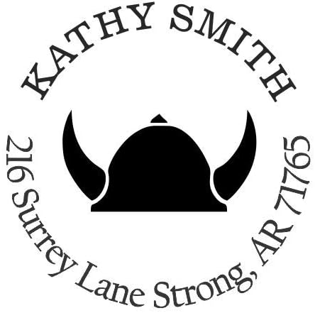 Viking Helmet Custom Return Address Stamp - Self Inking. Personalized Rubber Stamp with Lines of Text (SH-76126)