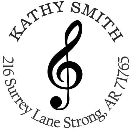 G-Clef Music Custom Return Address Stamp - Self Inking. Personalized Rubber Stamp with Lines of Text (SH-76042)