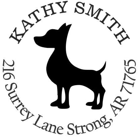 Cute Dog Custom Return Address Stamp - Self Inking. Personalized Rubber Stamp with Lines of Text (SH-76067)