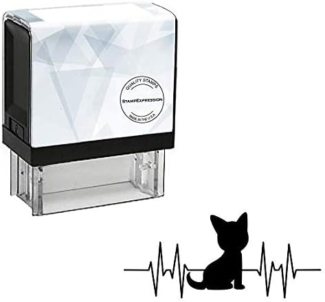 Kitten Cat Heart Rate Love Self Inking Rubber Stamp (SH-80098)