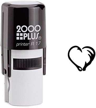 Fish Hook and Antler Heart Self Inking Rubber Stamp (SH-6337)
