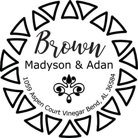 Geometric Custom Return Address Stamp - Self Inking. Personalized Rubber Stamp with Lines of Text (SH-4276)