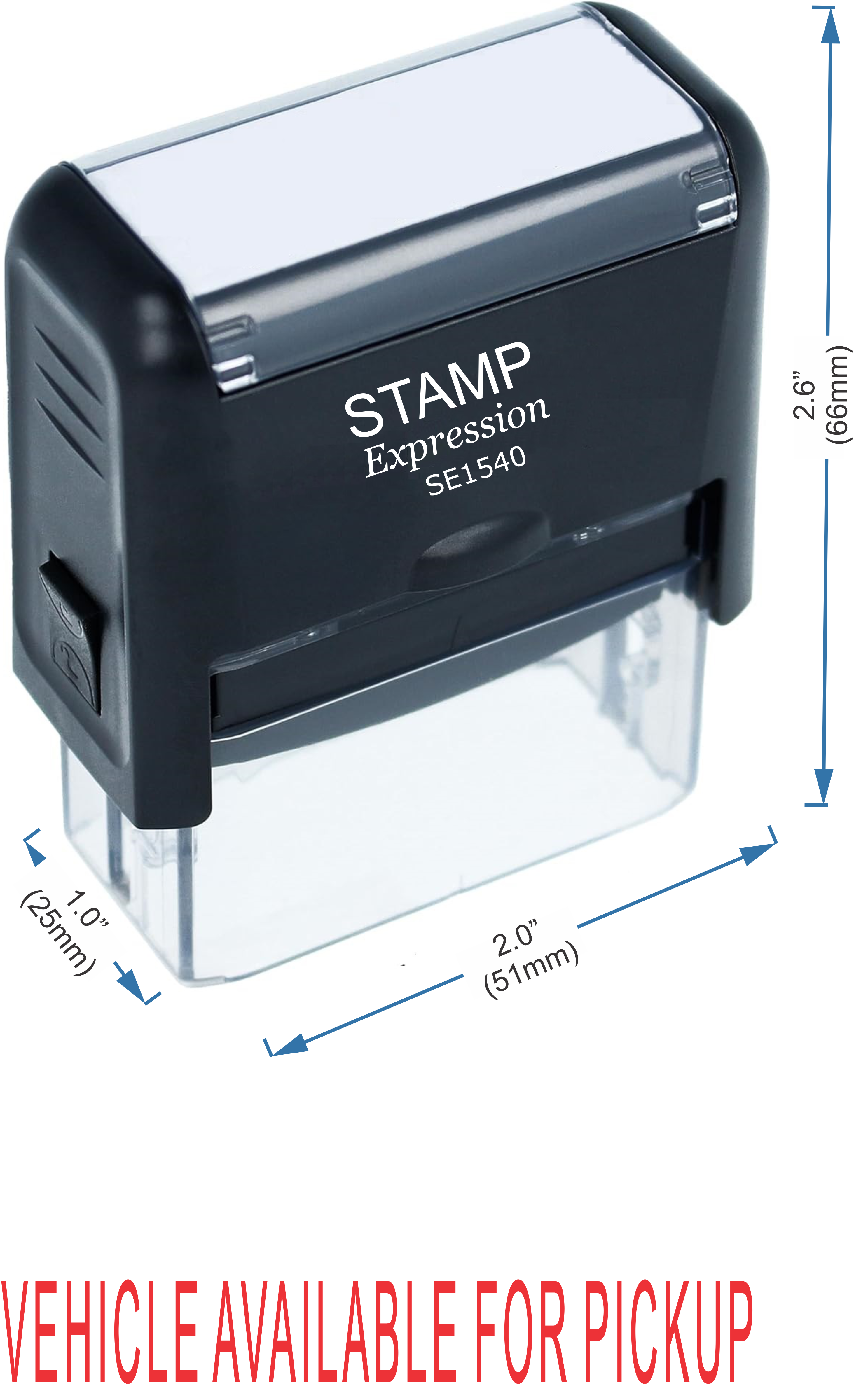 Vehicle Available for Pickup Office Self Inking Rubber Stamp (50230)