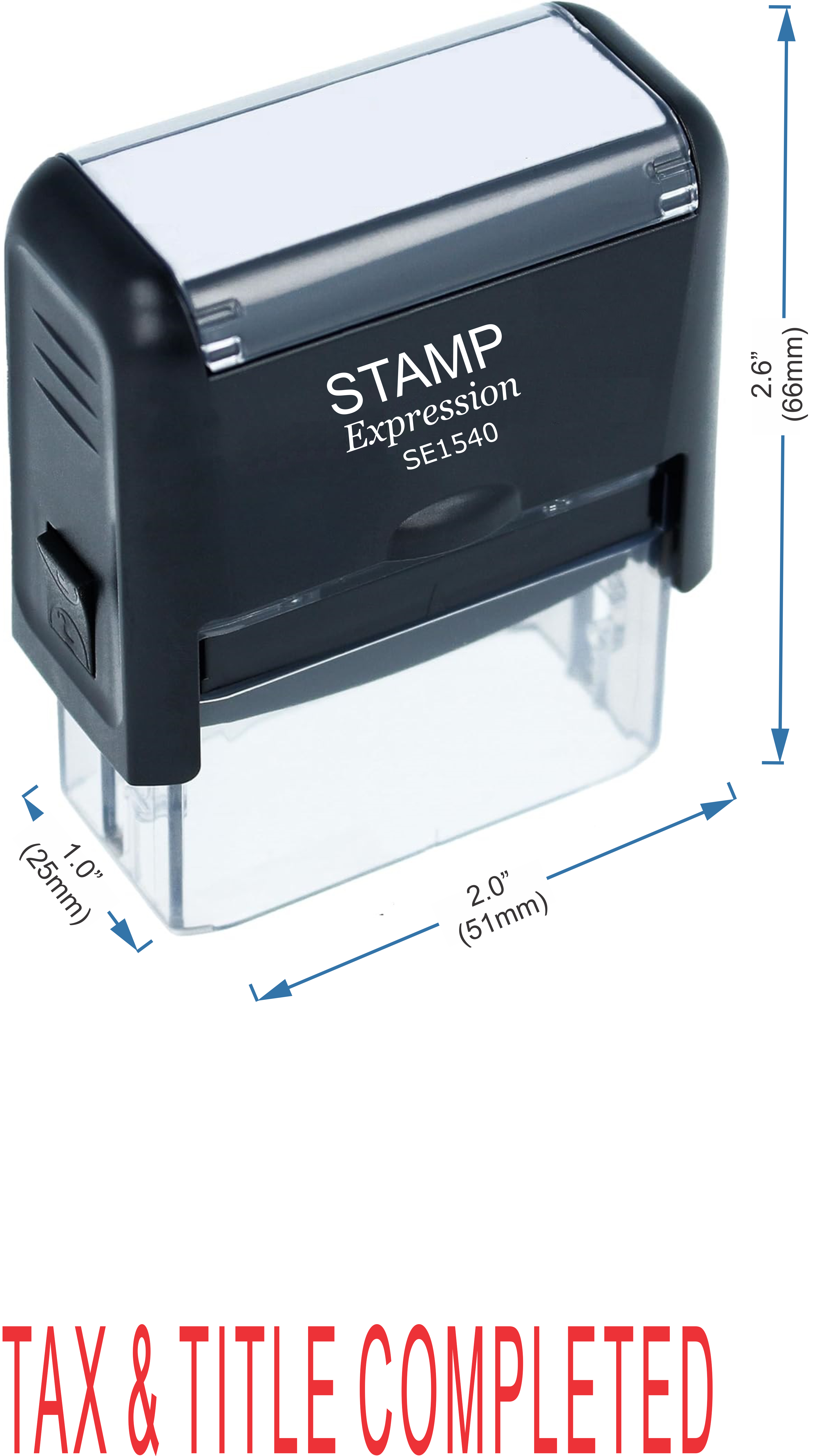 Tax & Title Completed Office Self Inking Rubber Stamp (50256)