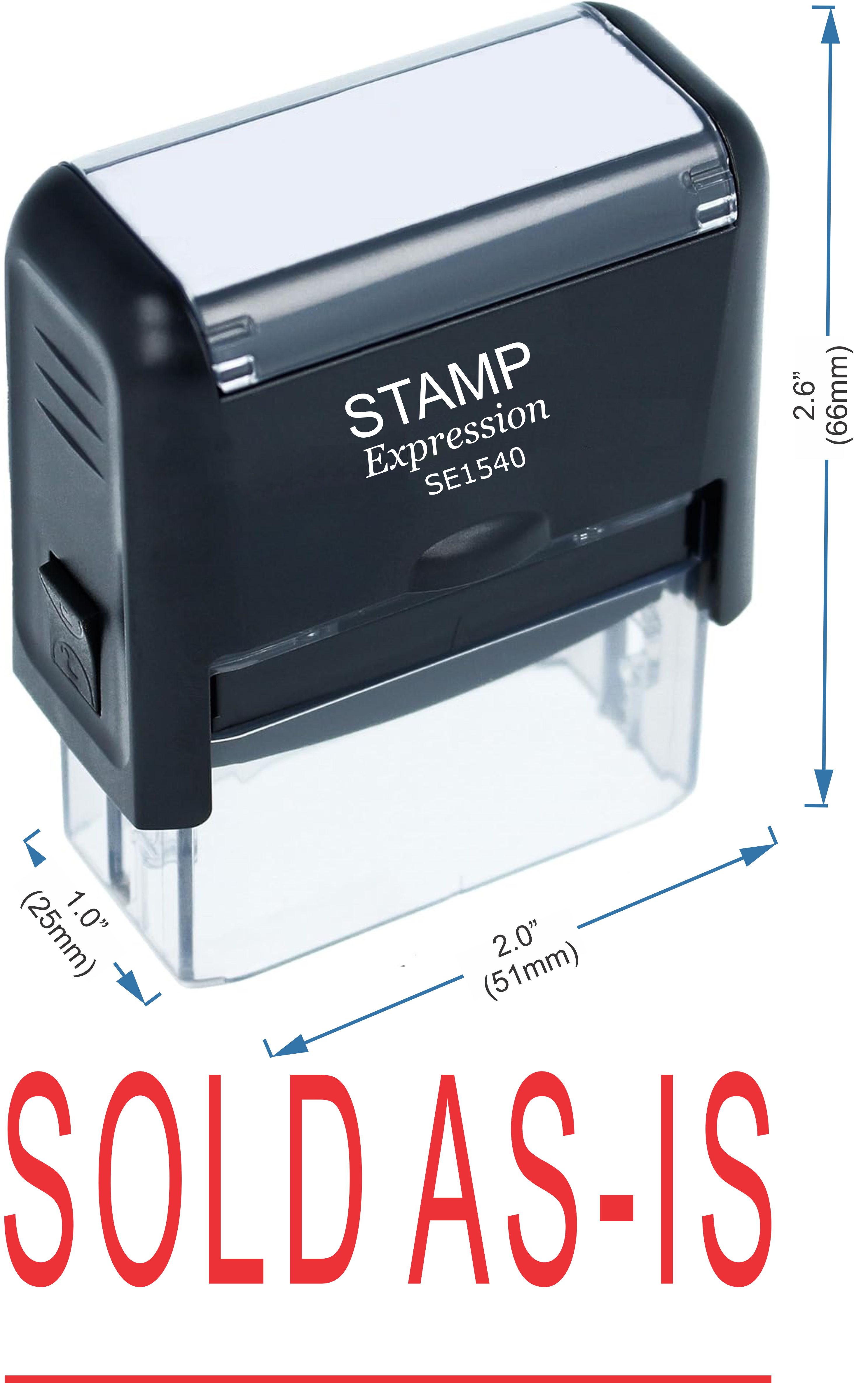 Sold As-Is With Line Office Self Inking Rubber Stamp (50259)