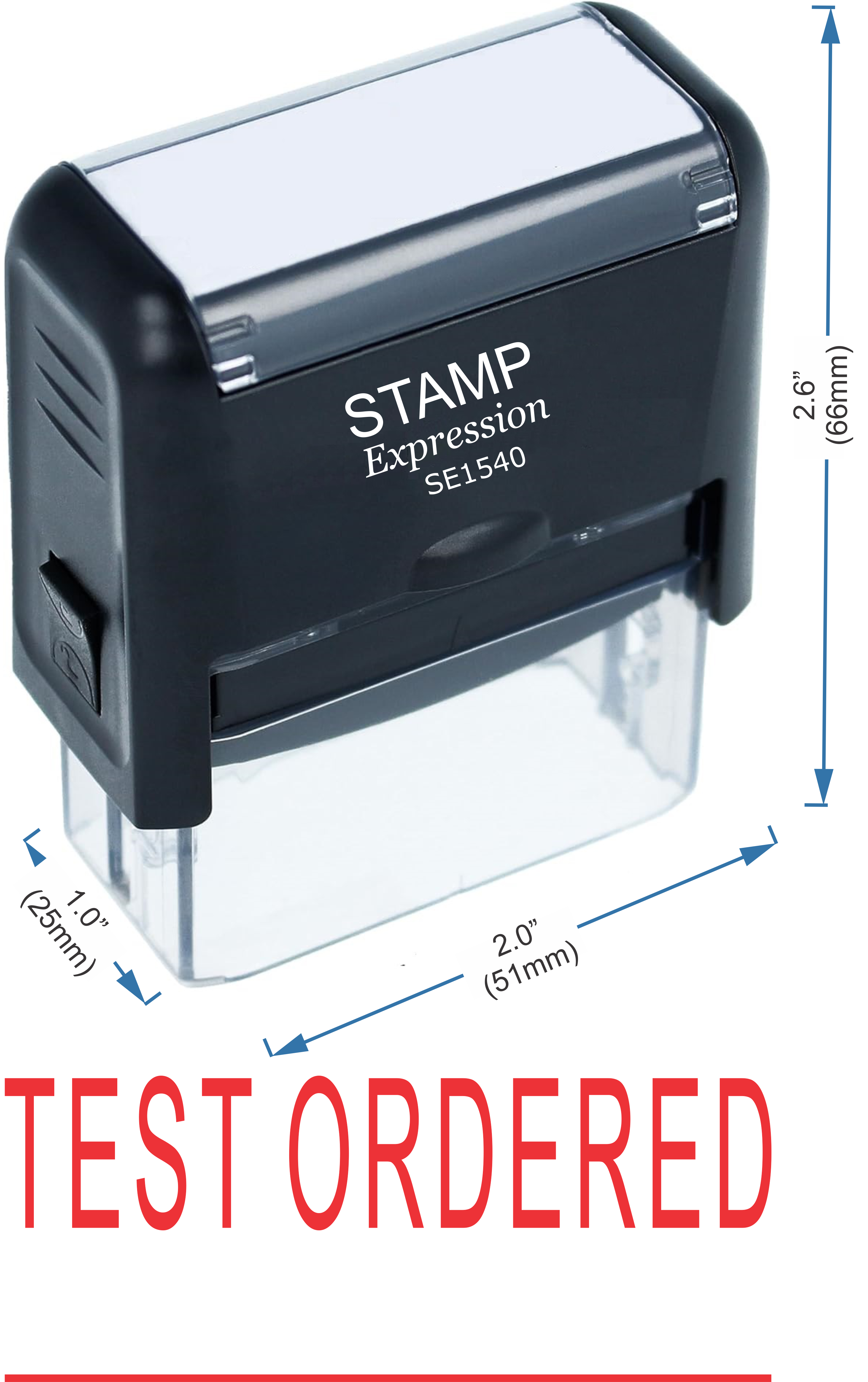 Test Ordered With Line Medical Office Self Inking Rubber Stamp (50334)