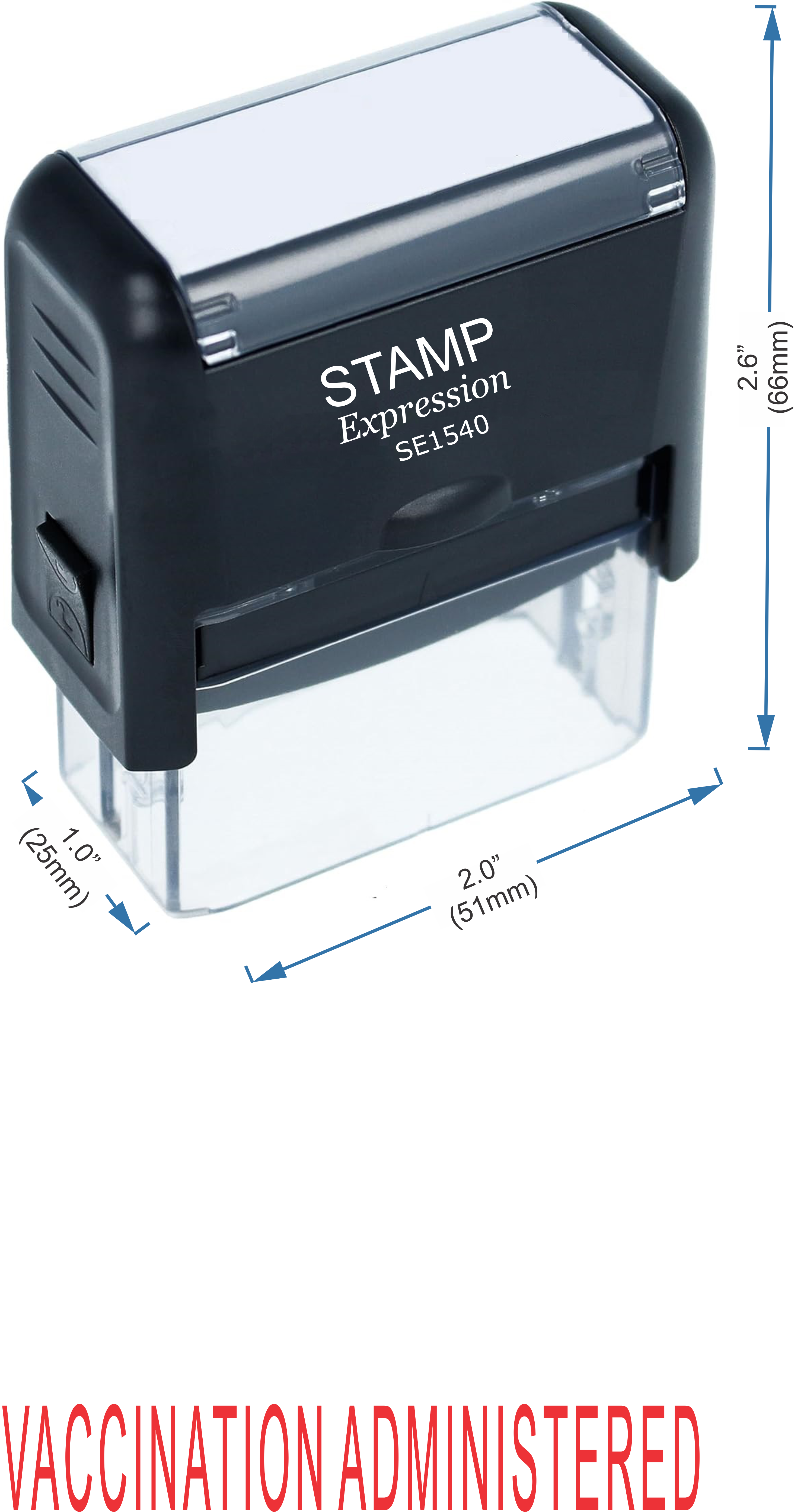 Vaccination Administered Medical Office Self Inking Rubber Stamp (50349)