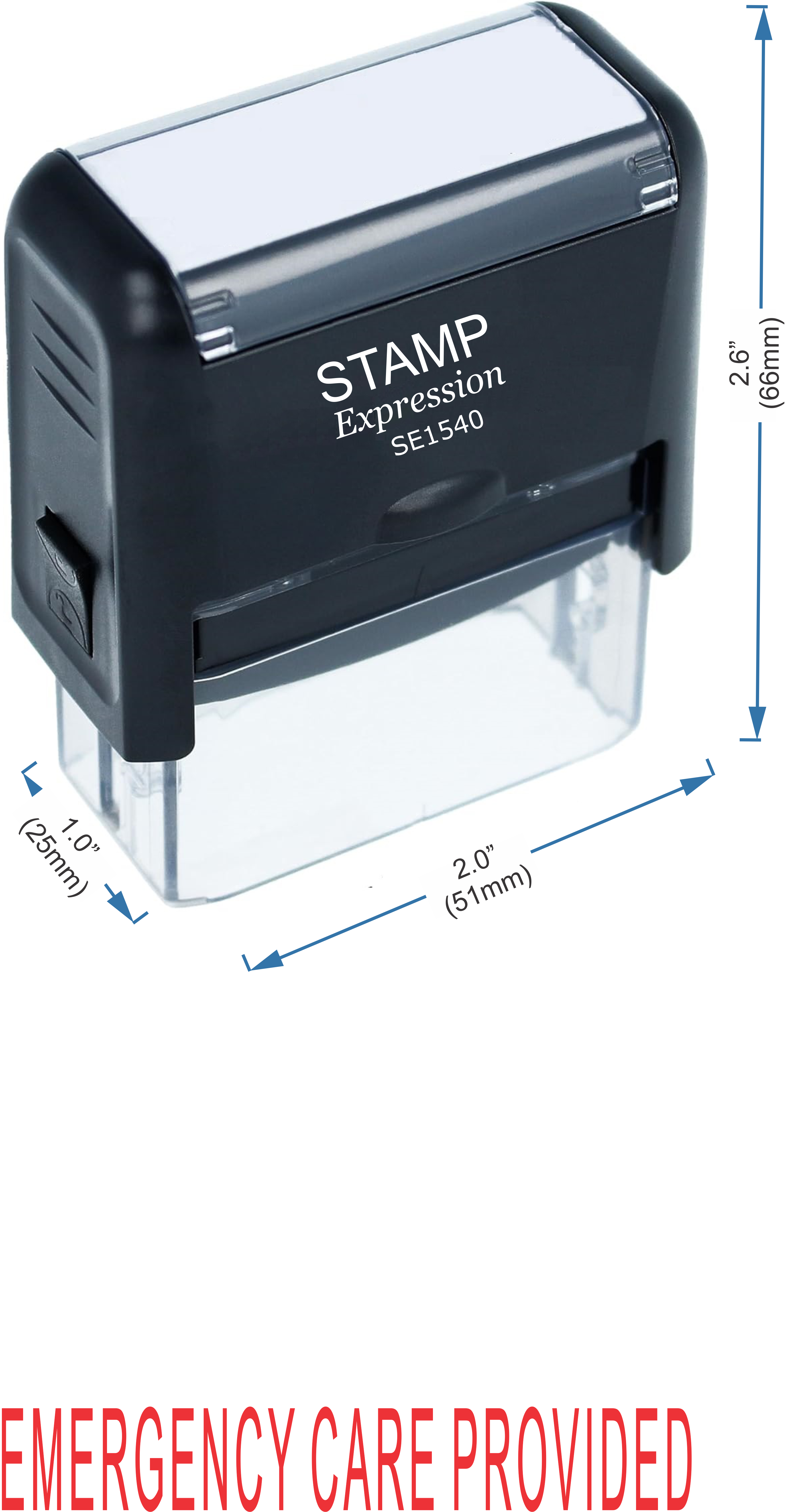 Emergency Care Provided Medical Office Self Inking Rubber Stamp (50357)