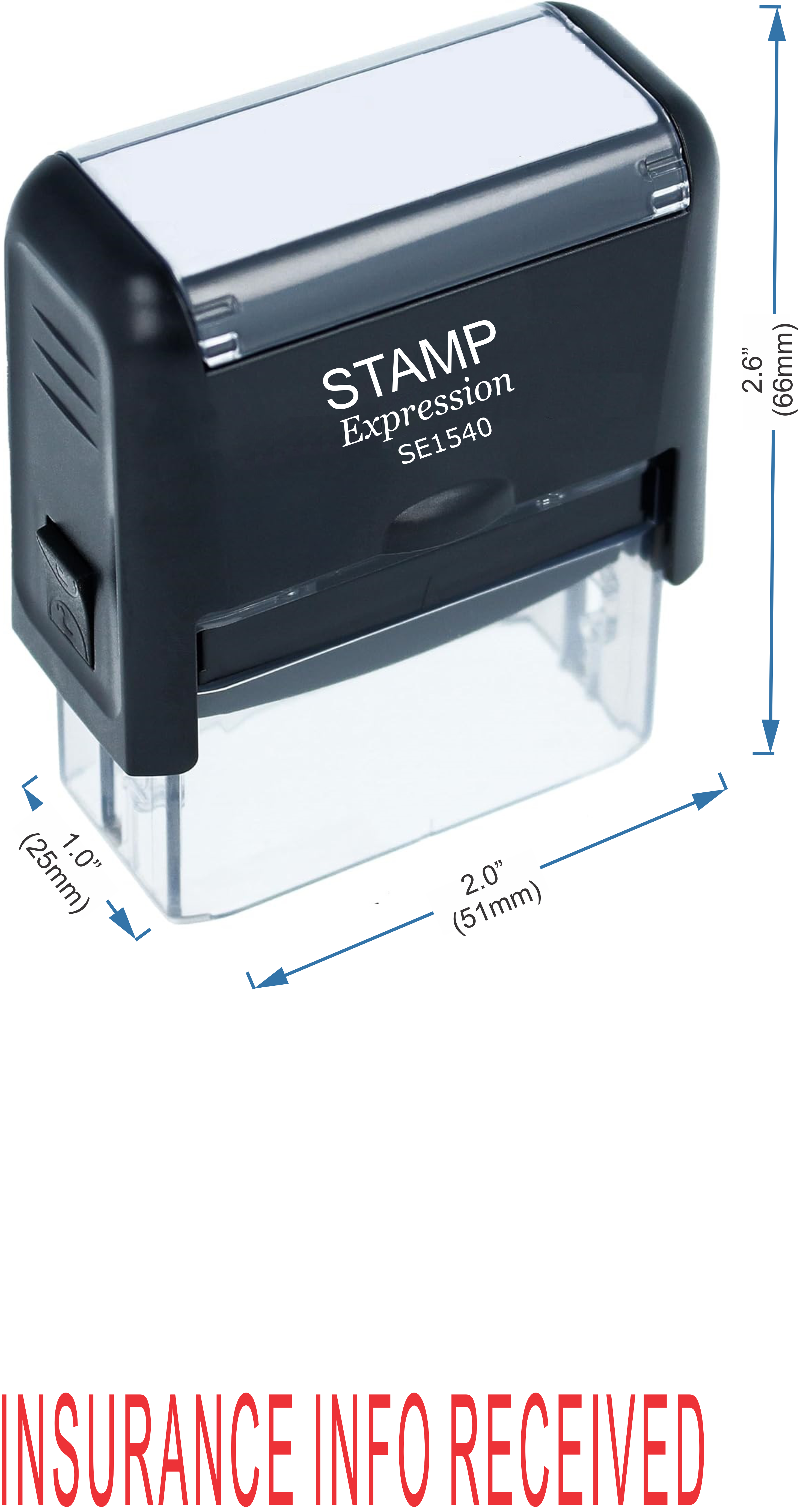 Insurance Info Received Medical Office Self Inking Rubber Stamp (50369)