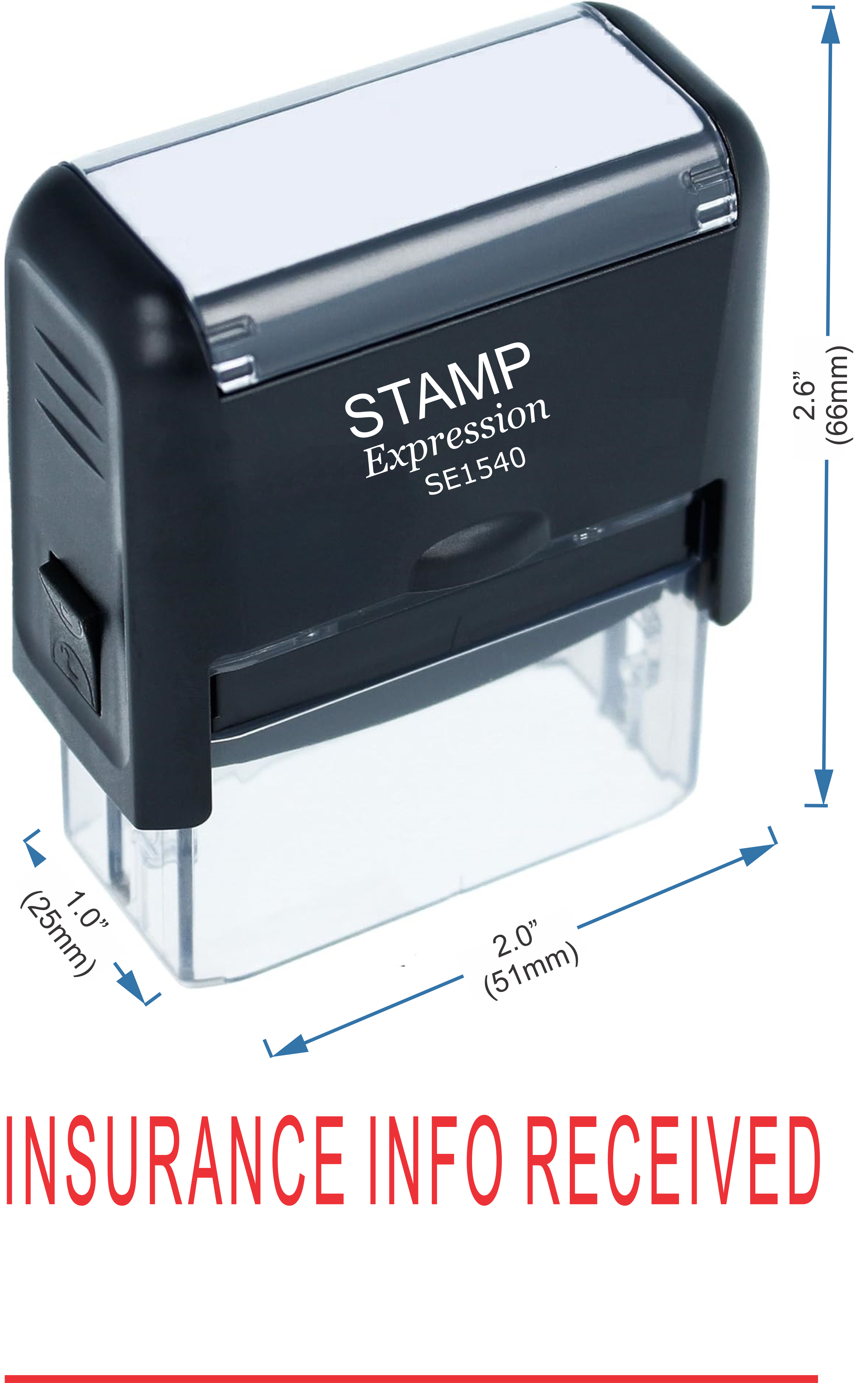 Insurance Info Received With Line Medical Office Self Inking Rubber Stamp (50370)