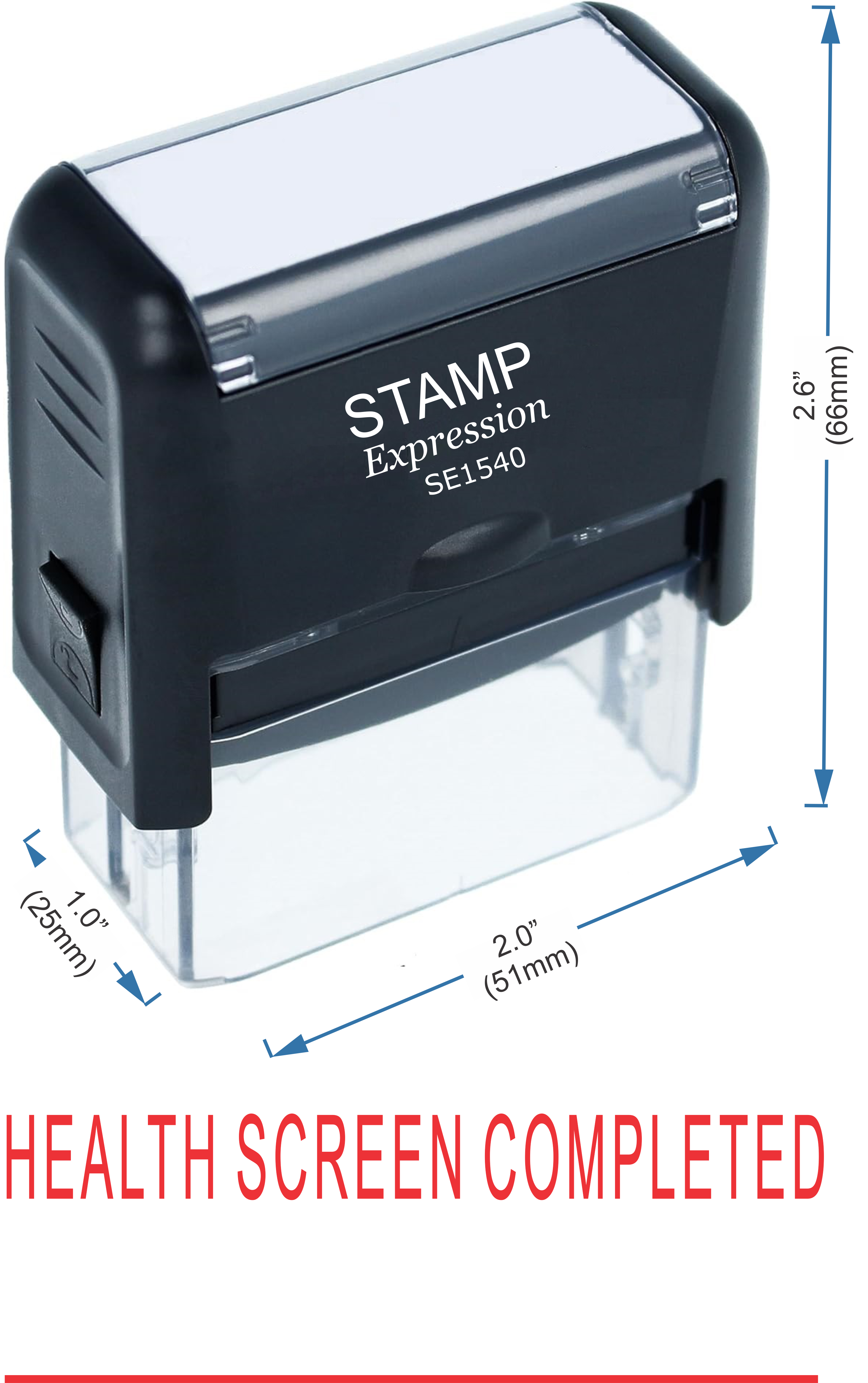 Health Screen Completed With Line Medical Office Self Inking Rubber Stamp (50386)