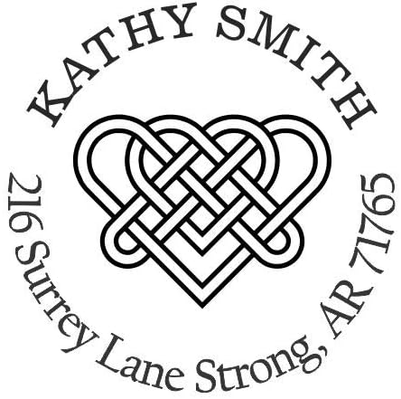 Celtic Heart Custom Return Address Stamp - Self Inking. Personalized Rubber Stamp with Lines of Text (SH-76172)