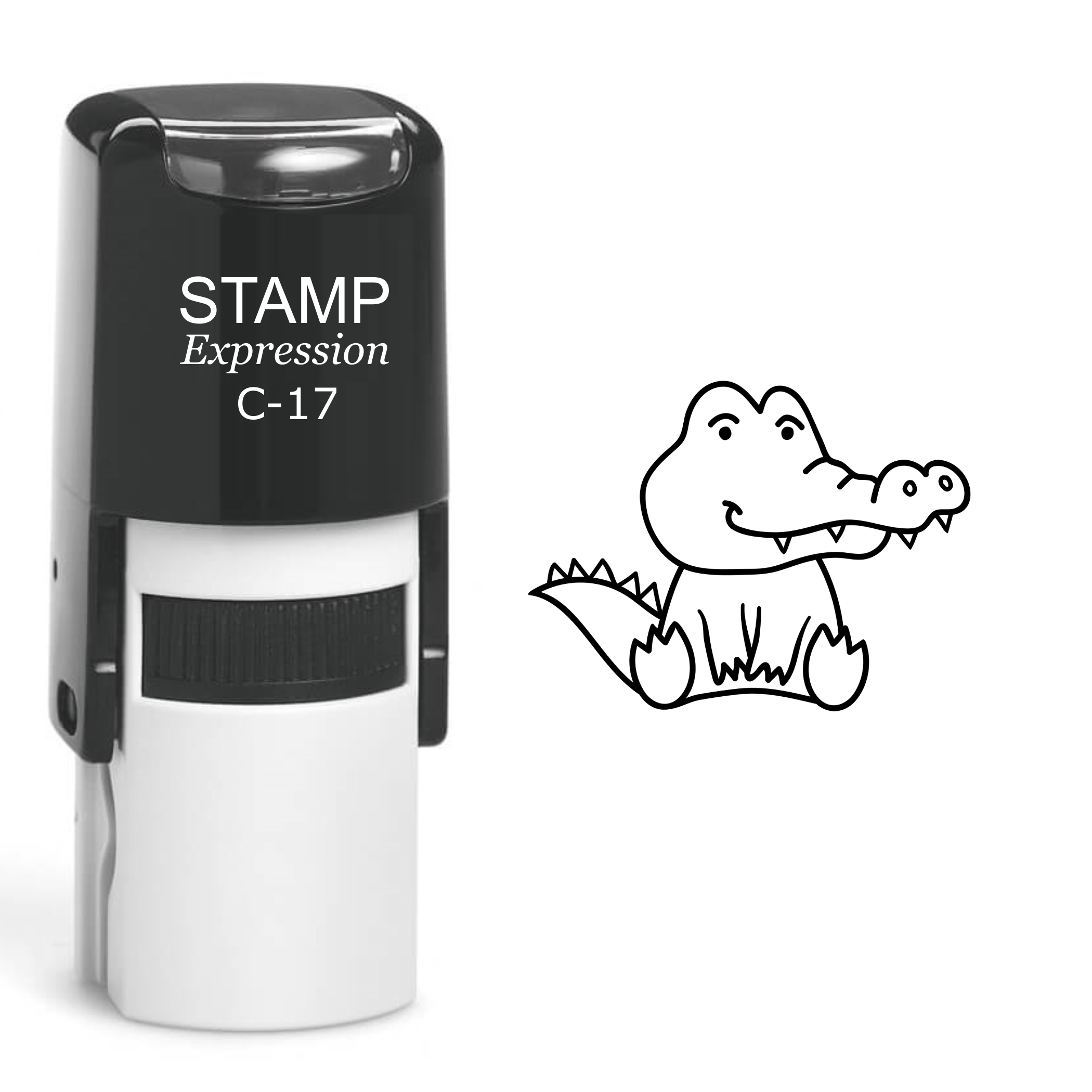 Cute Baby Crocodile Self Inking Rubber Stamp - Black Ink (SE-60080)