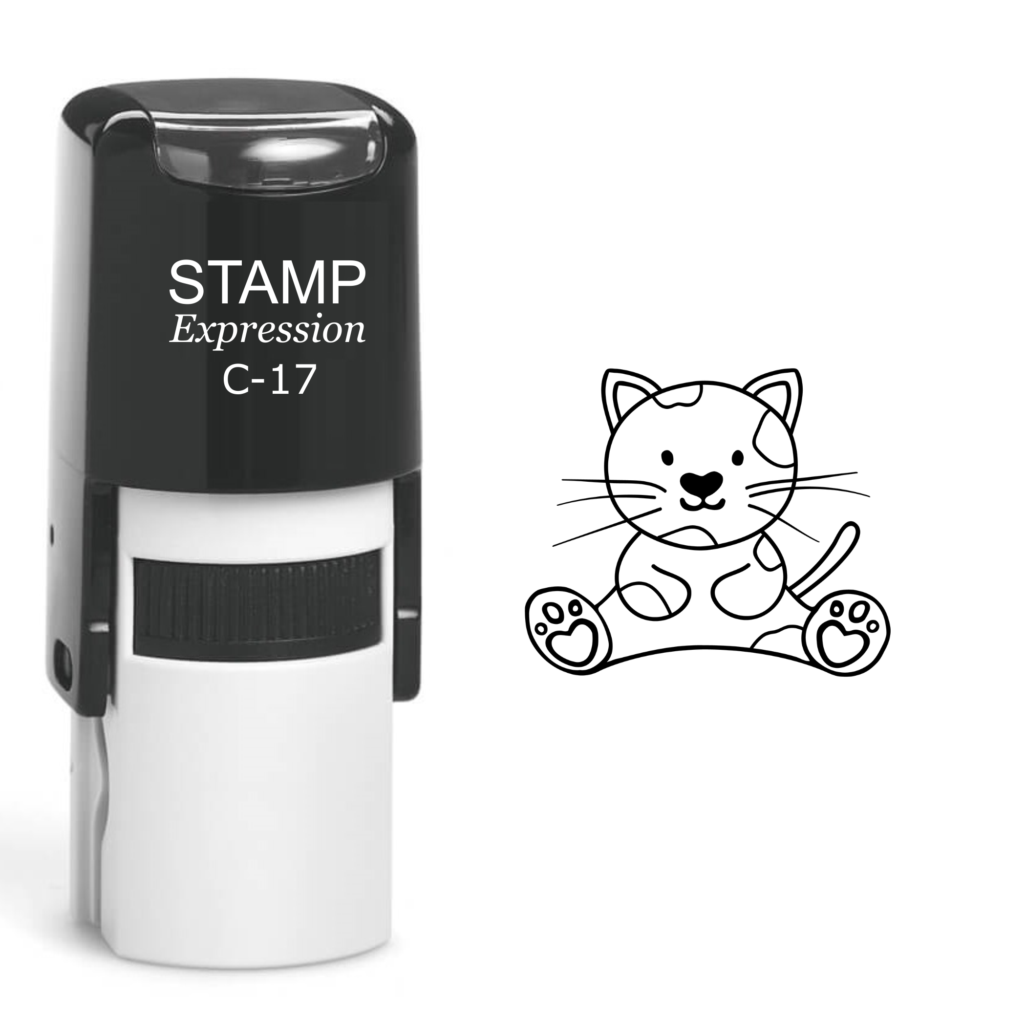 Cute Little Kitten Cat Self Inking Rubber Stamp (SH-60121)