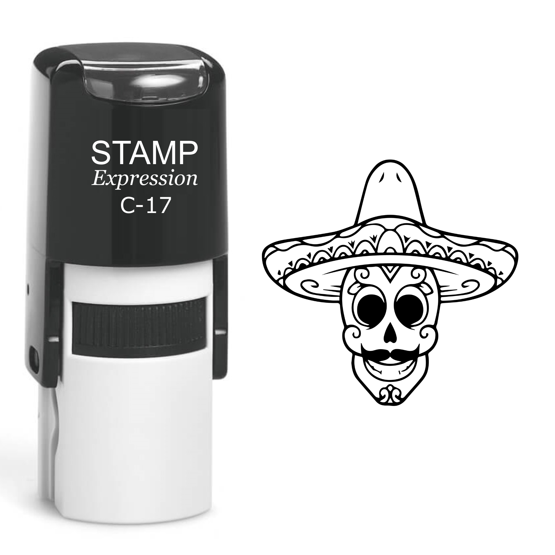 Skull Wearing Sombrero Calavera Day Of The Dead Self Inking Rubber Stamp (SH-60373)
