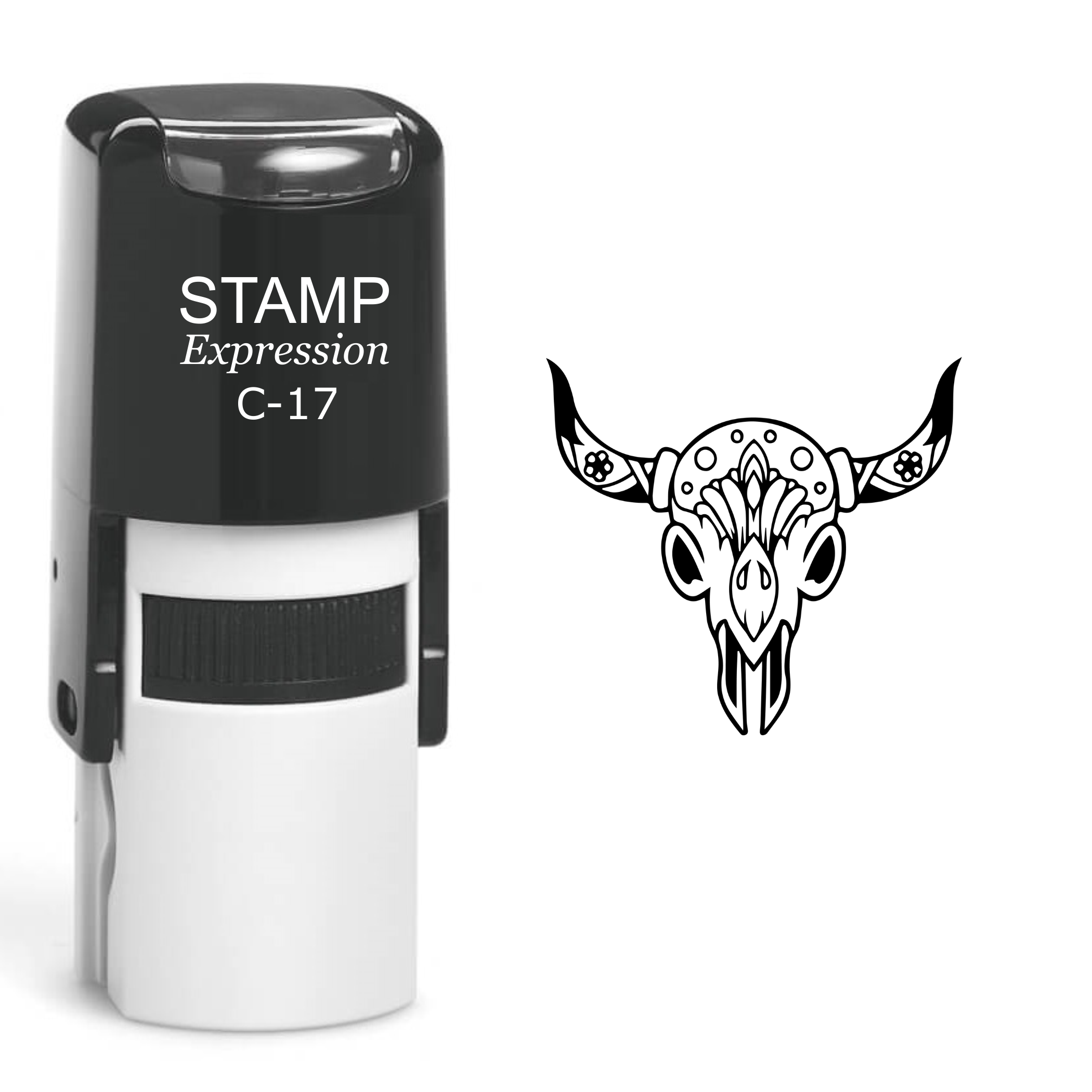 Cow Sugar Skull Calavera Day Of The Dead Self Inking Rubber Stamp (SH-60376)