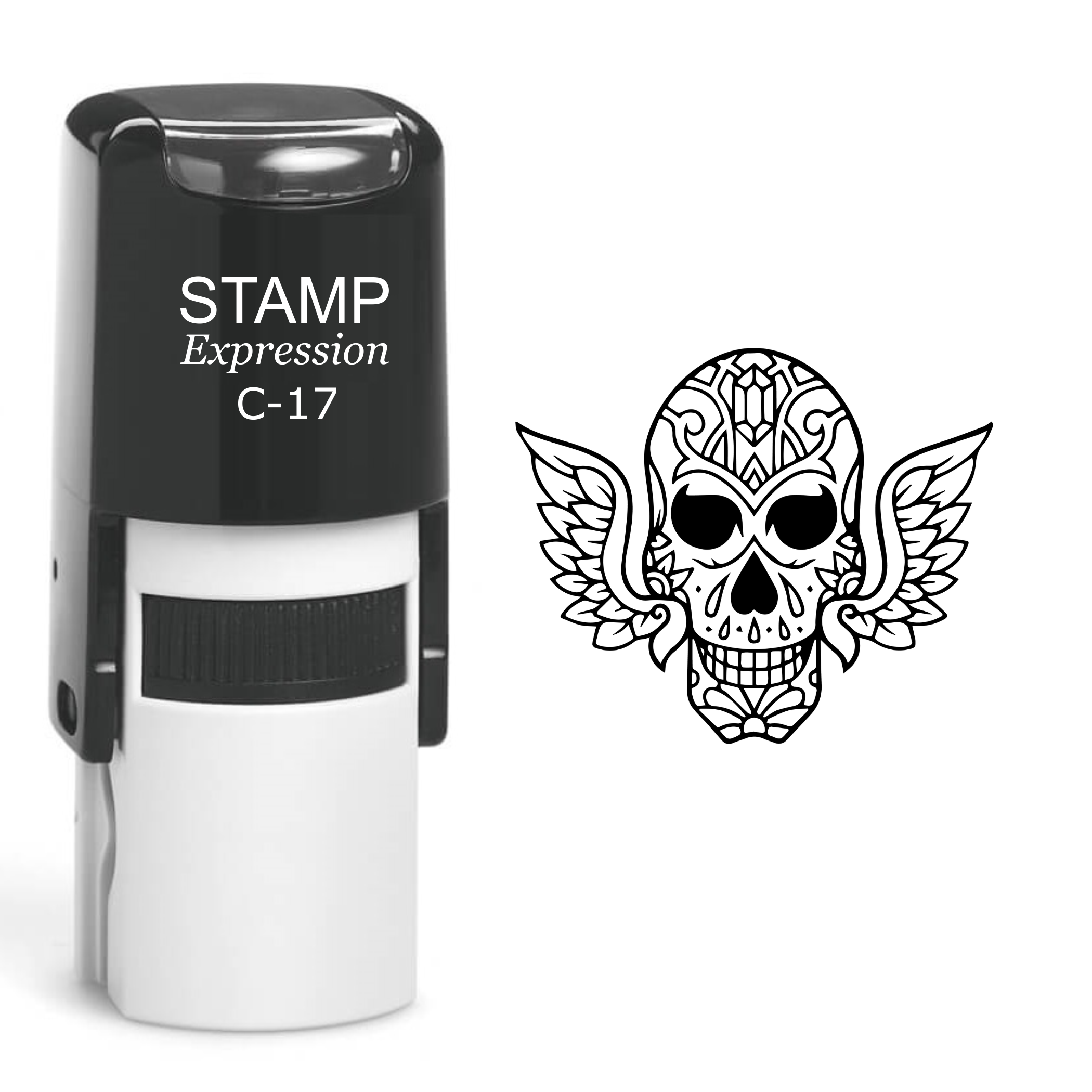 Skull With Wings Calavera Day Of The Dead Self Inking Rubber Stamp (SH-60379)