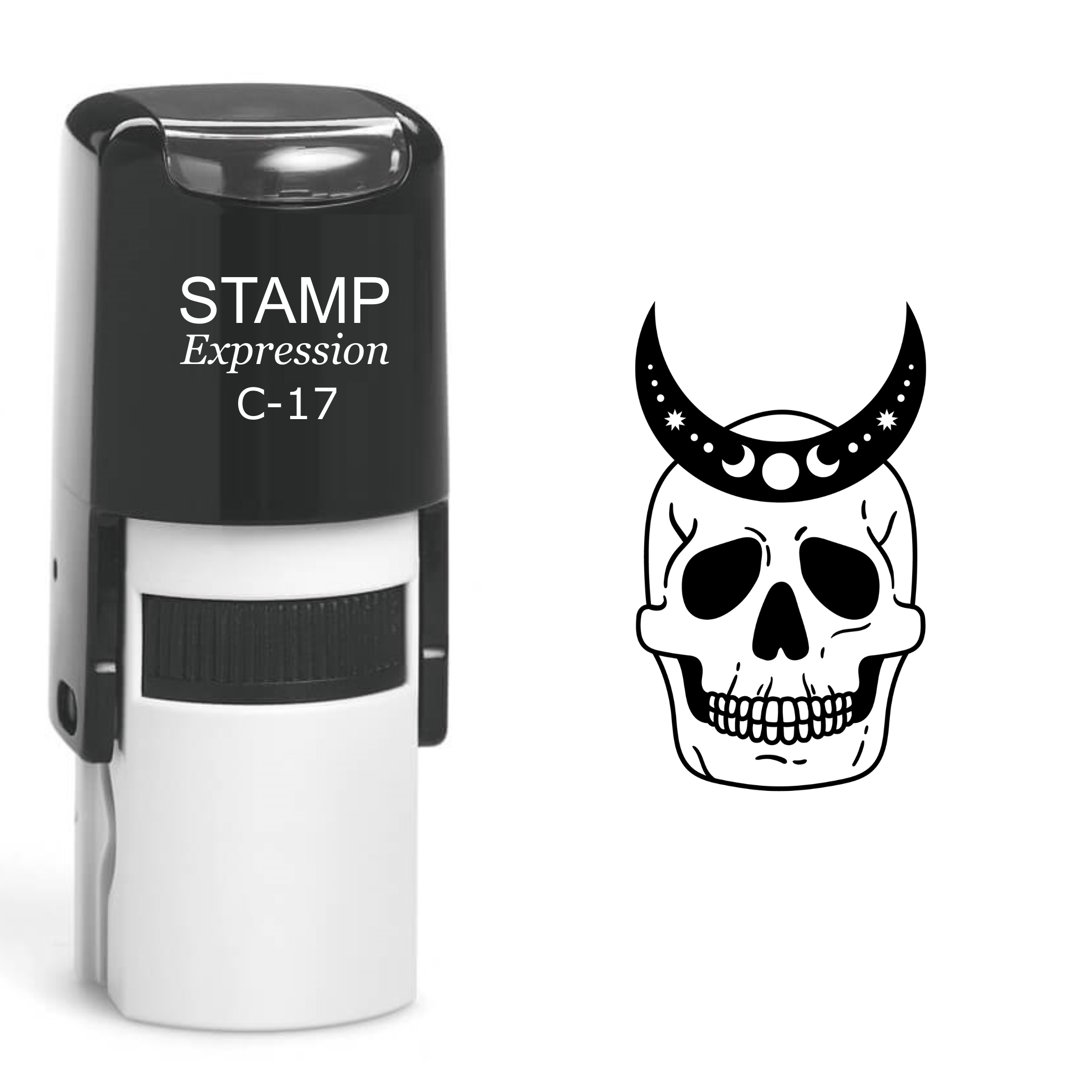 Skull With Moon Phases Self Inking Rubber Stamp (SH-60382)