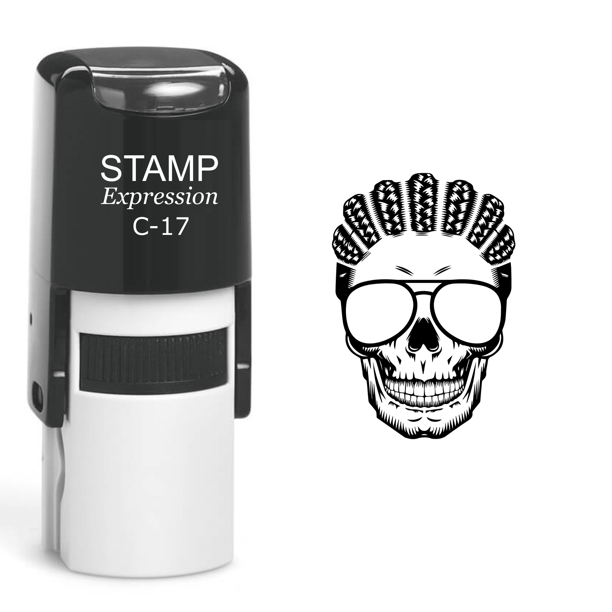 Skull With Glasses Self Inking Rubber Stamp (SH-60387)