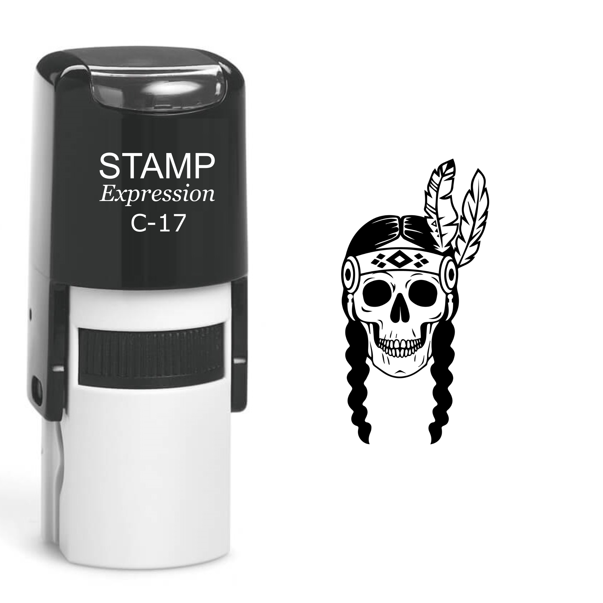 American Indian Skull Self Inking Rubber Stamp (SH-60399)