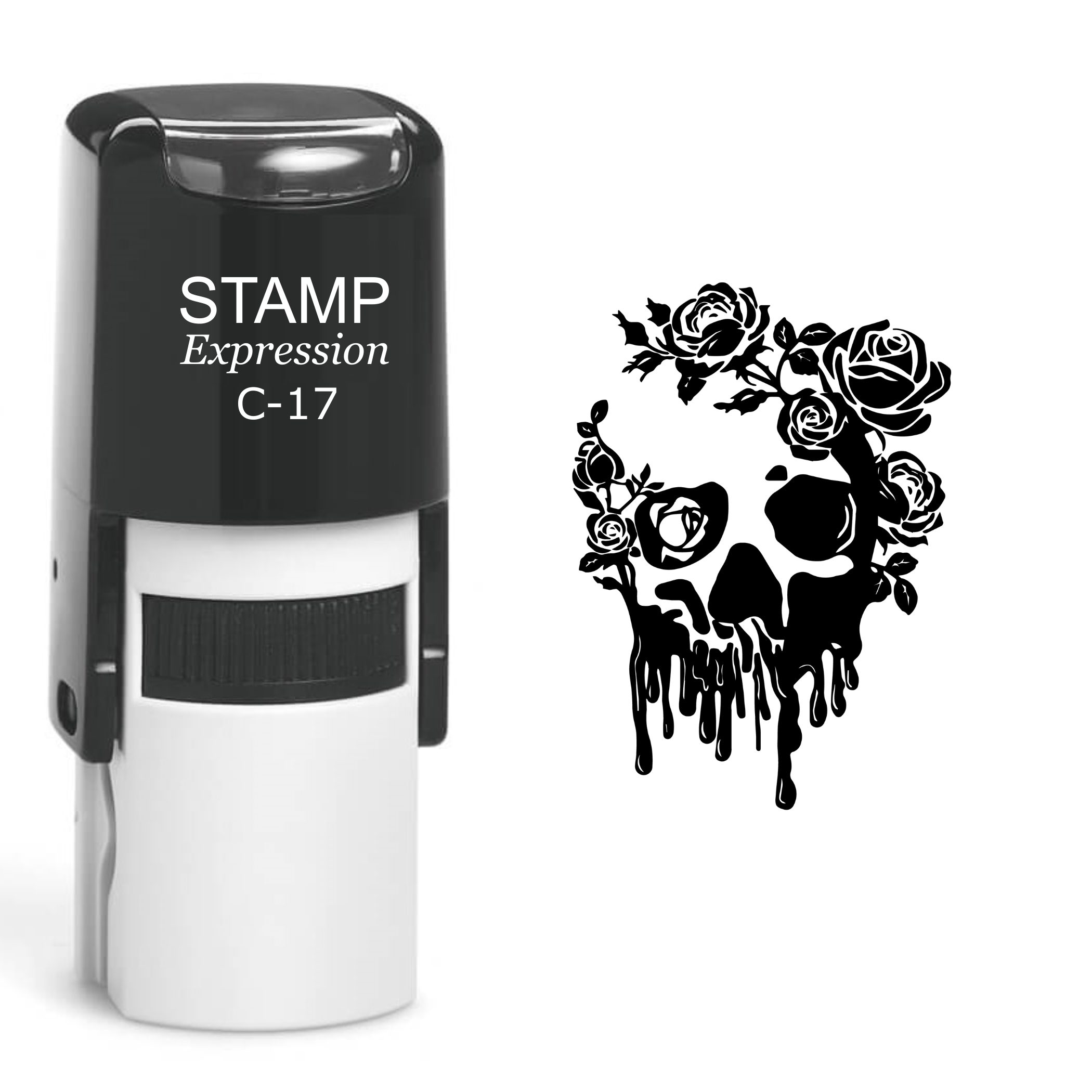 Skull And Flowers Self Inking Rubber Stamp (SH-60490)