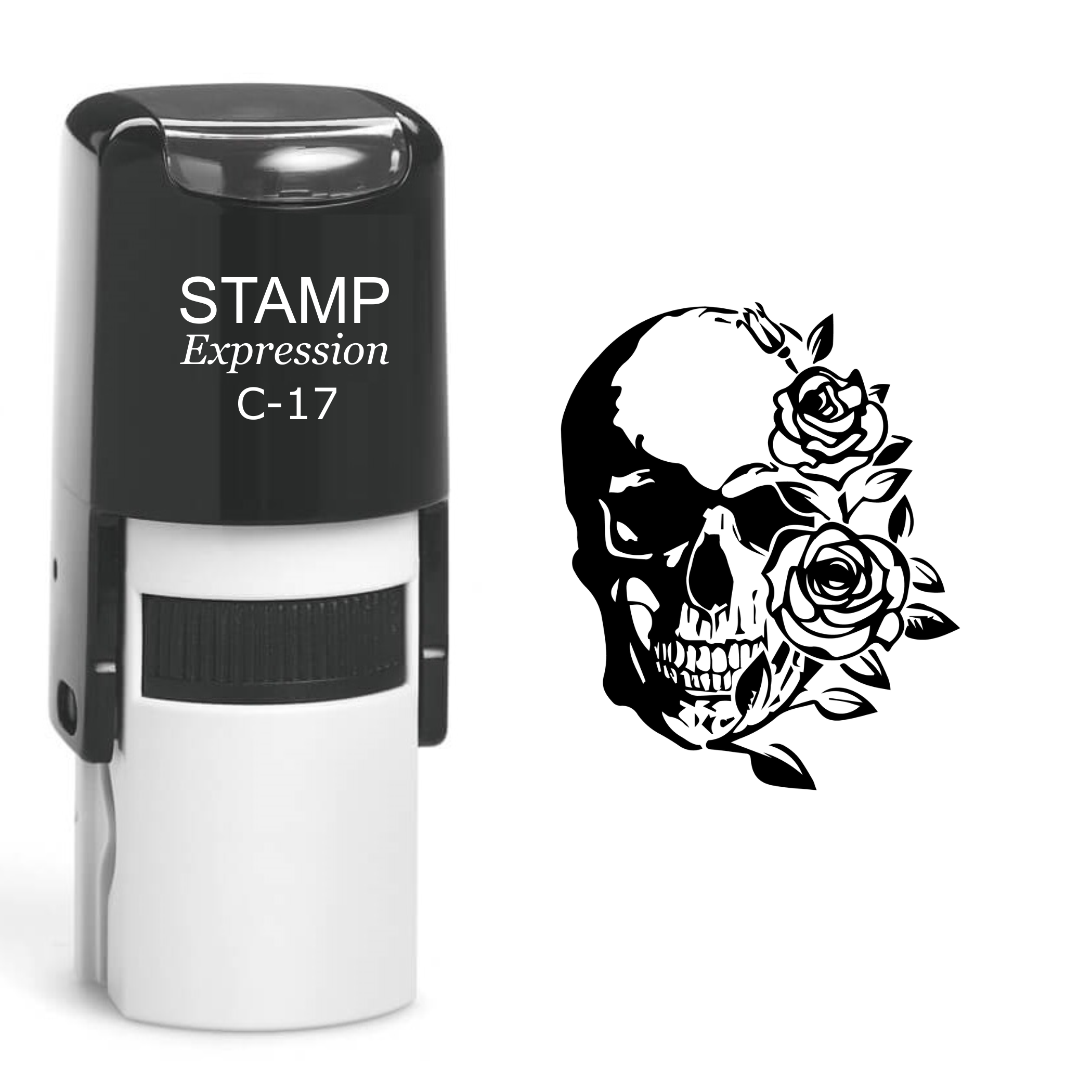 Skull And Flowers Self Inking Rubber Stamp (SH-60492)