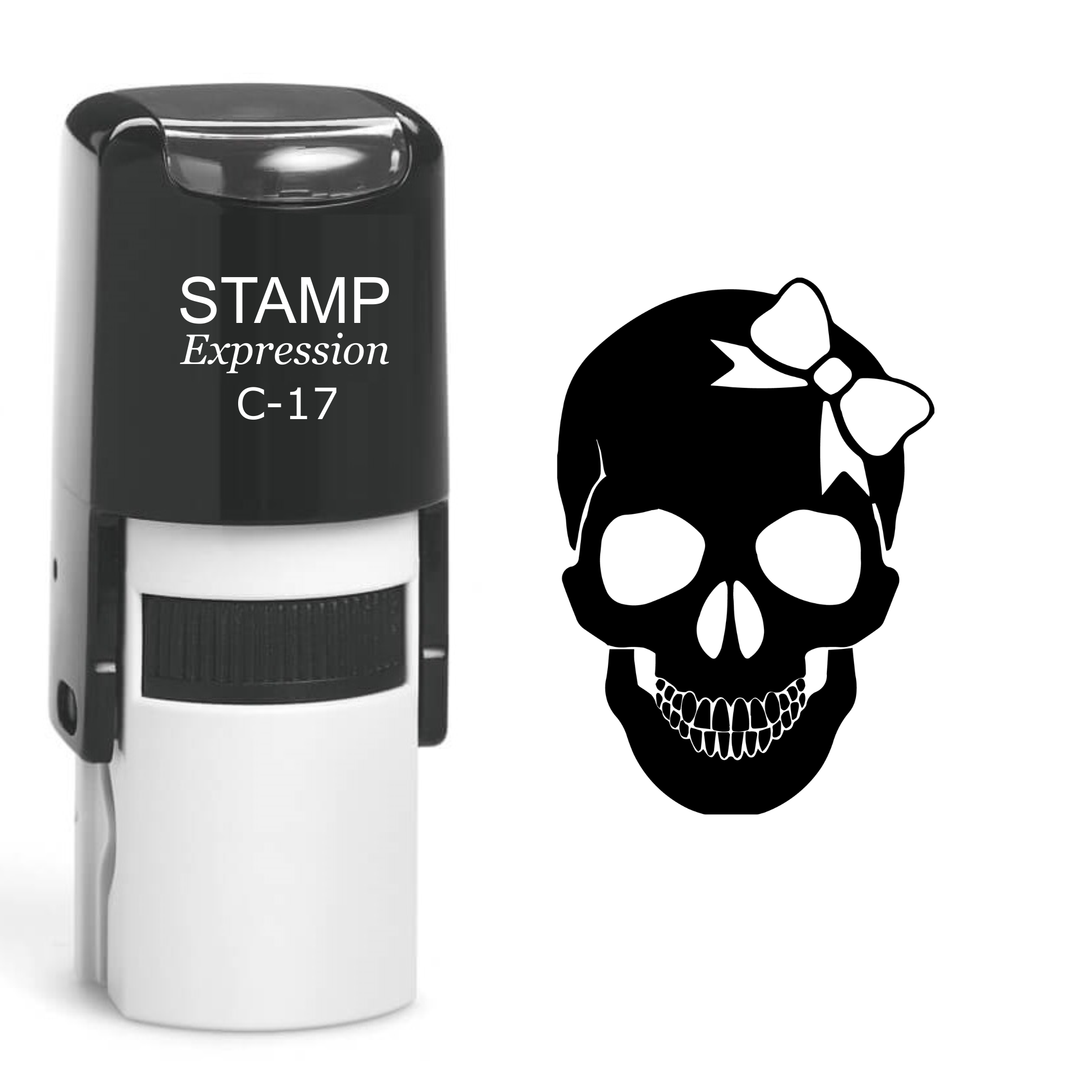 Skull With Hairbow Self Inking Rubber Stamp (SH-60494)