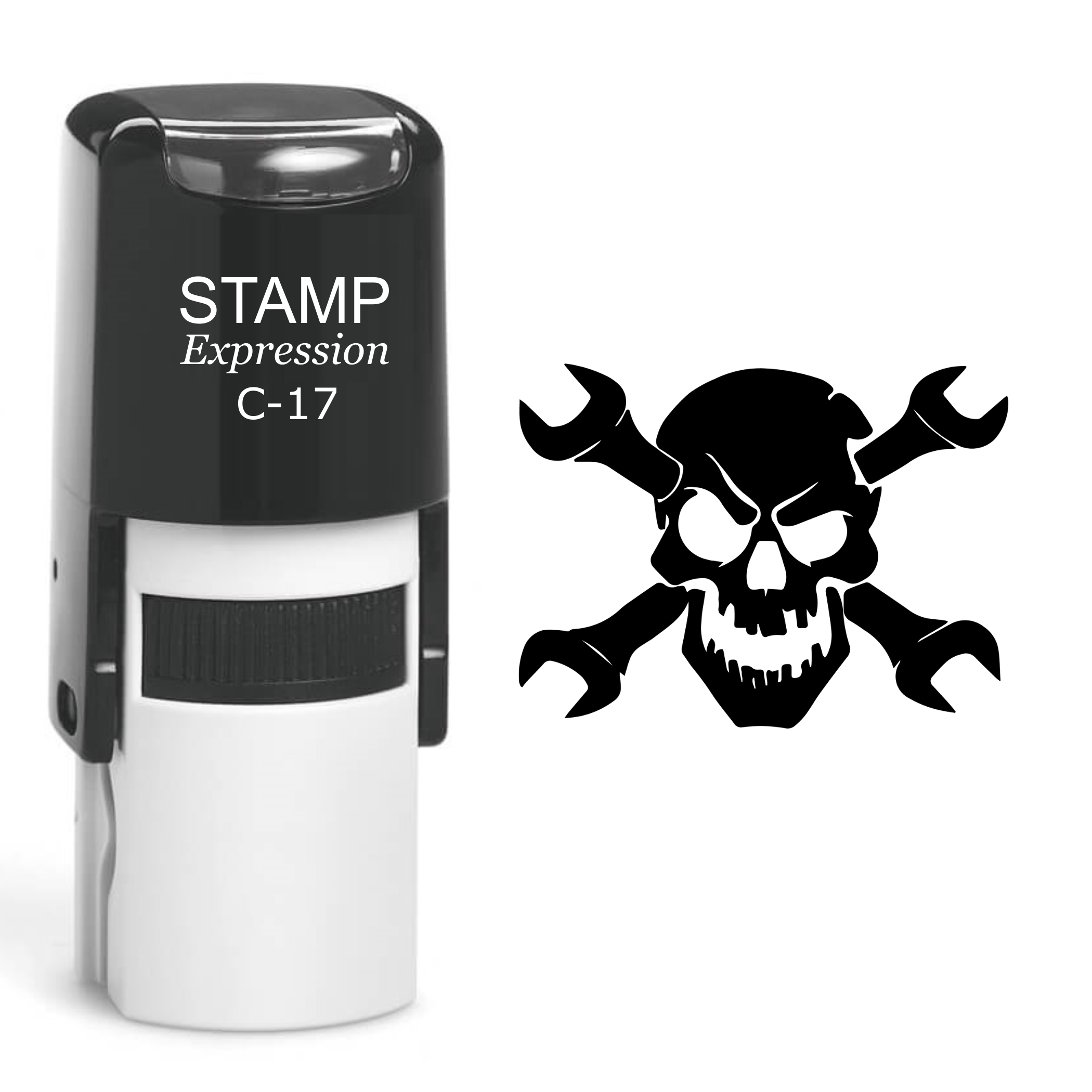 Skull With Wrenches Self Inking Rubber Stamp (SH-60496)