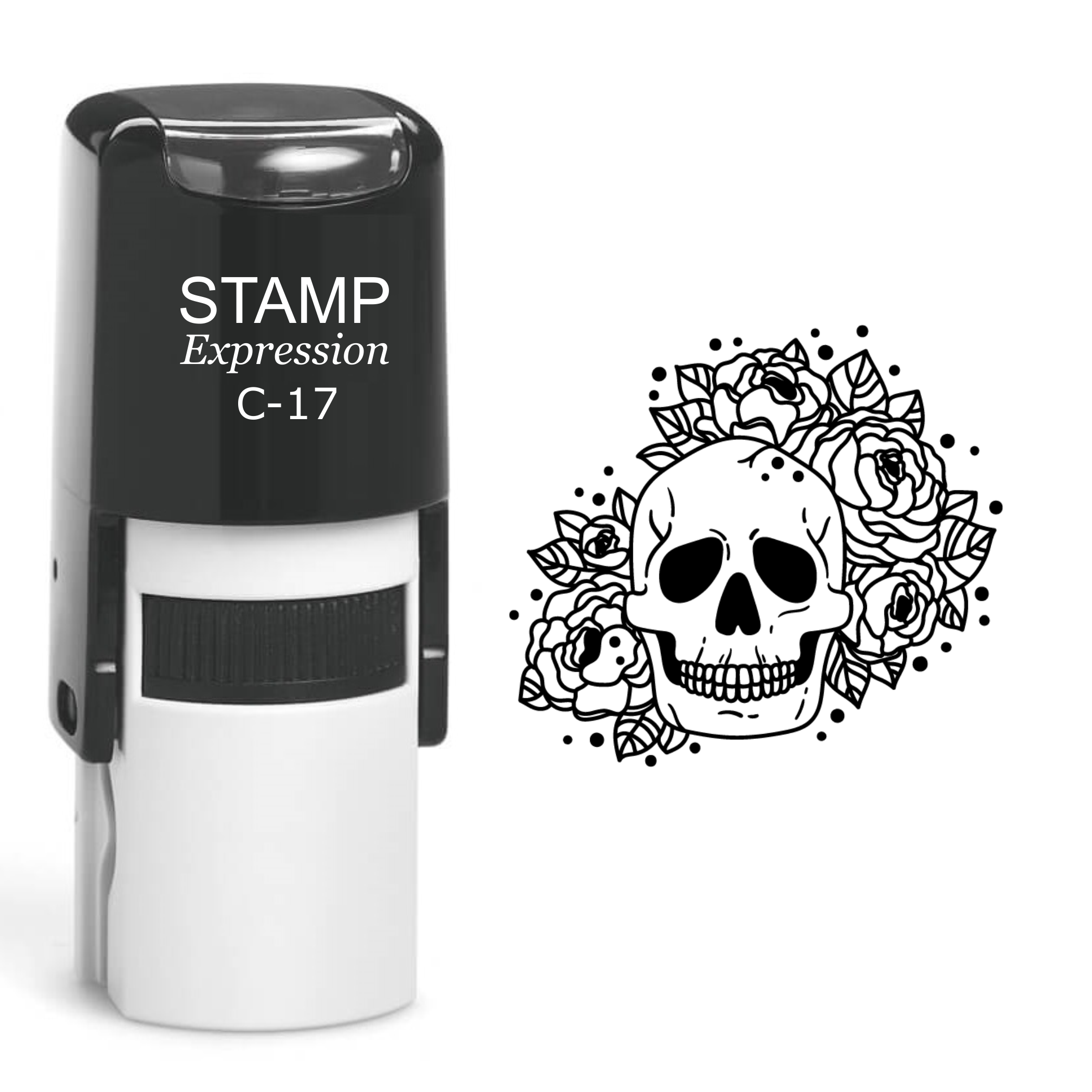 Skull With Flowers Self Inking Rubber Stamp (SH-60520)
