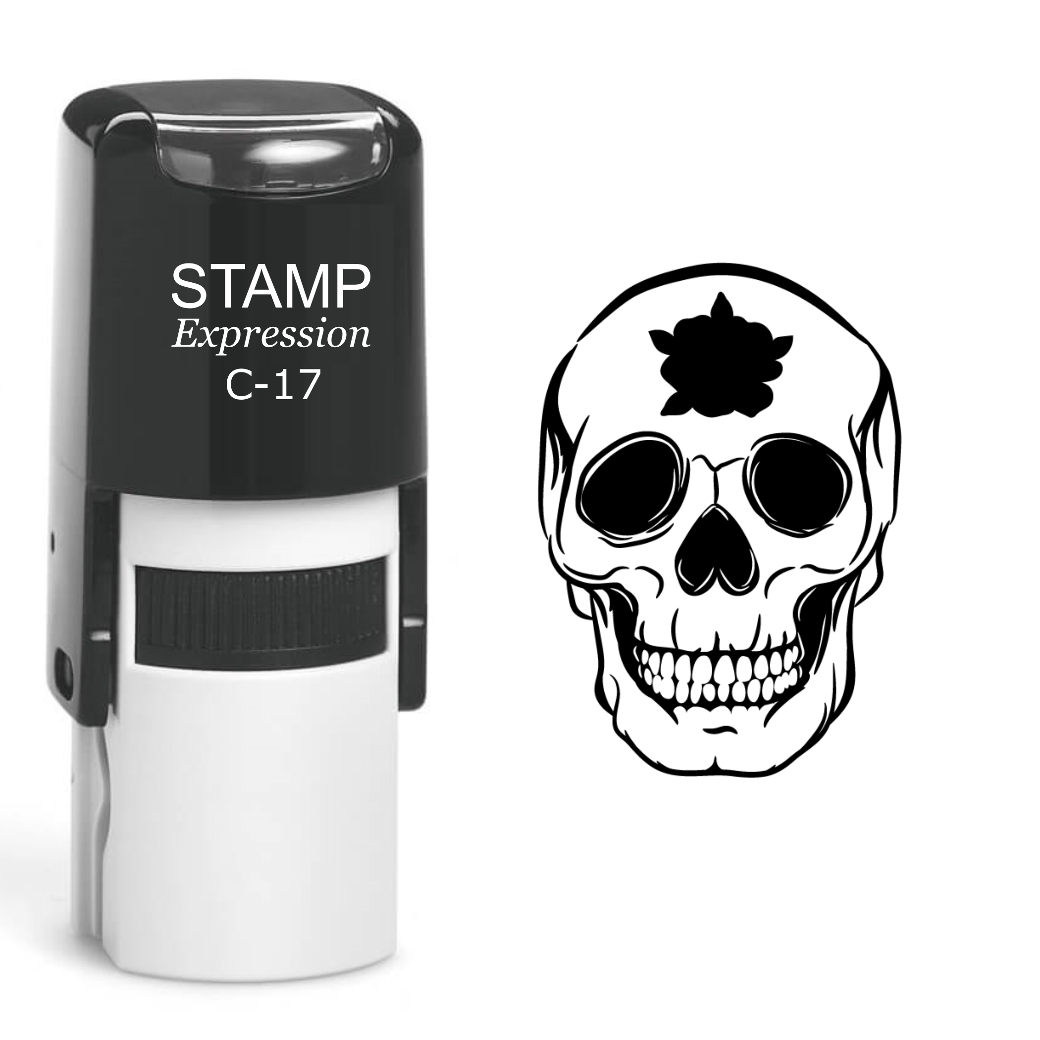 Gun Shot Wounded Skull Self Inking Rubber Stamp (SH-60541)