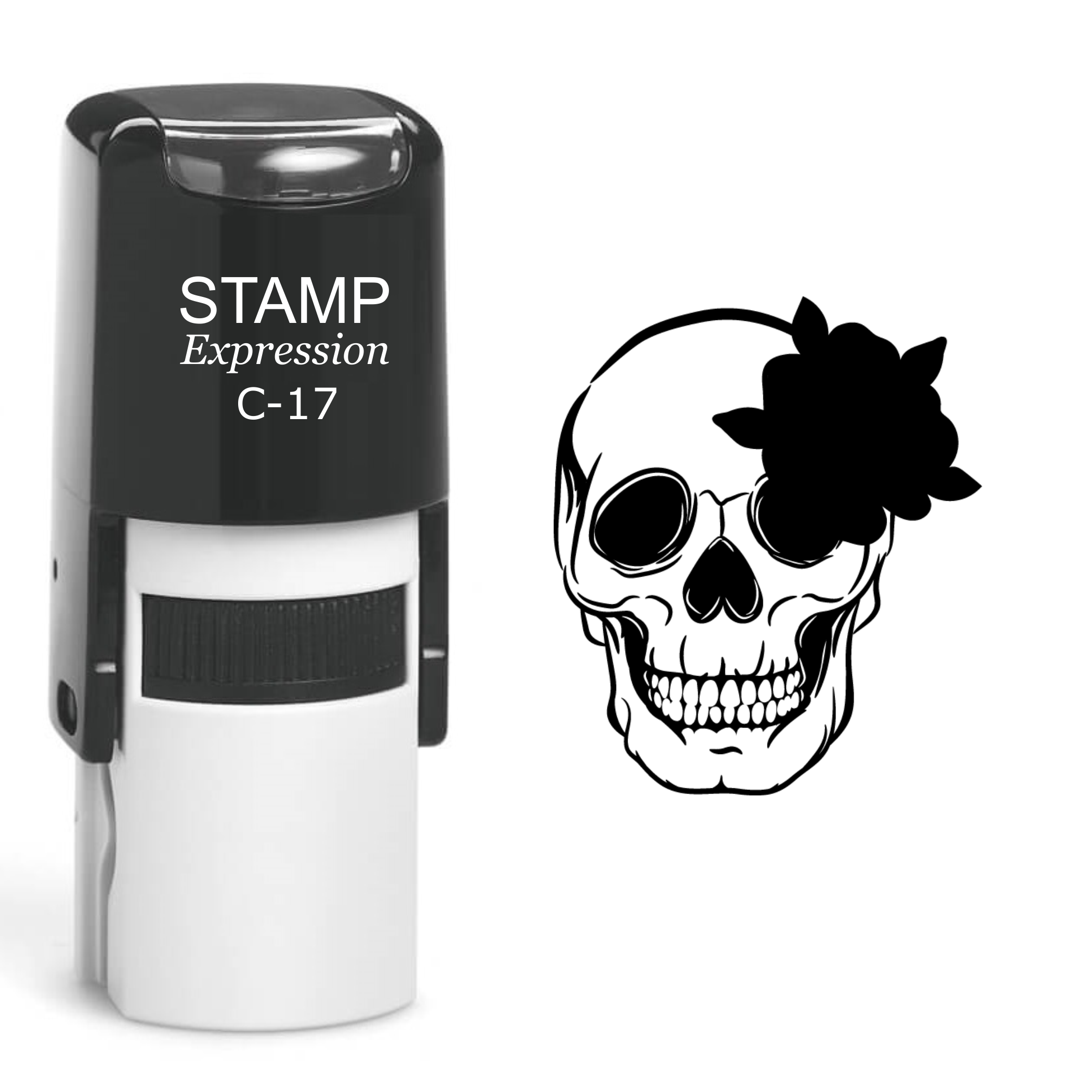 Gun Shot Wounded Skull Self Inking Rubber Stamp (SH-60542)