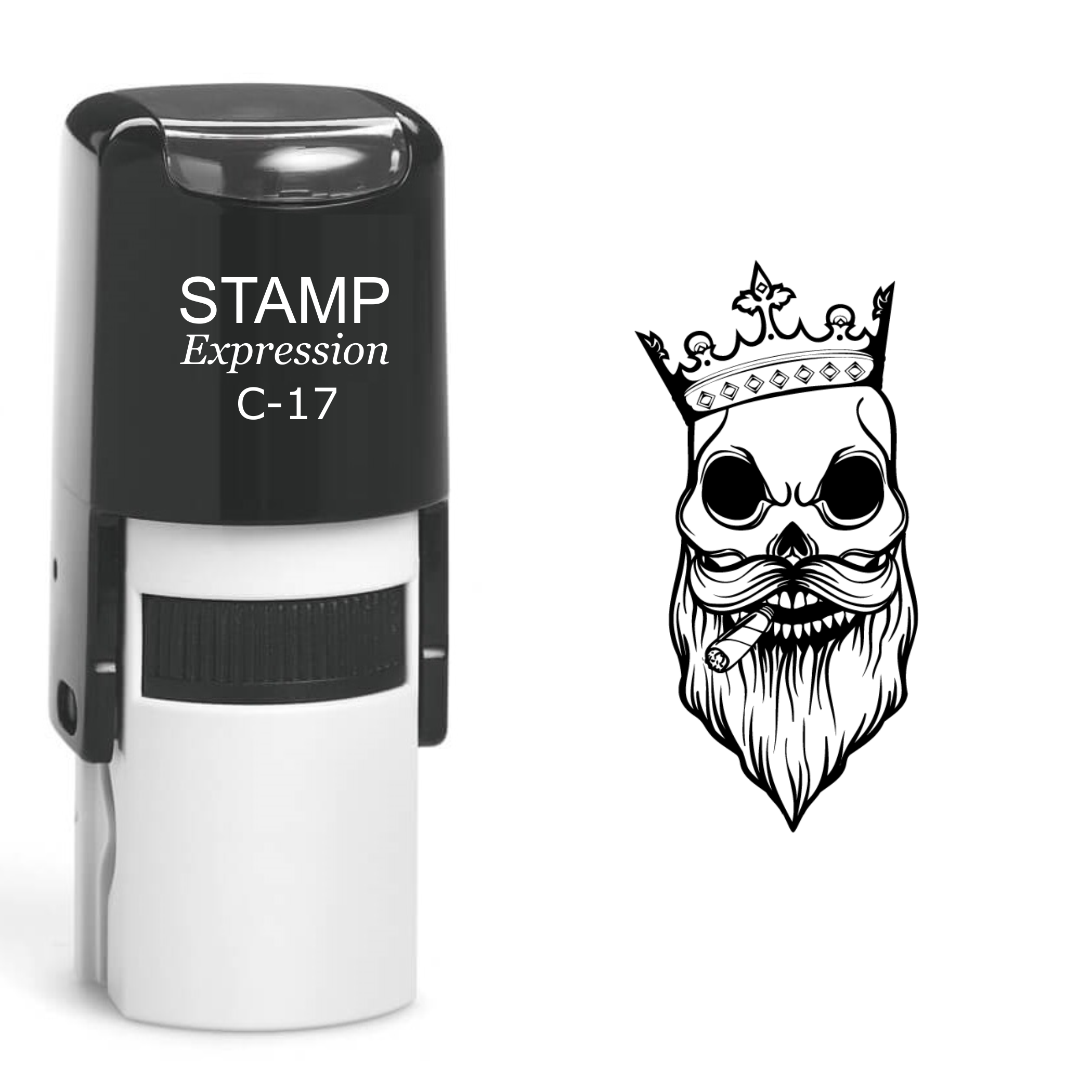 Bearded King Skull Self Inking Rubber Stamp (SH-60614)