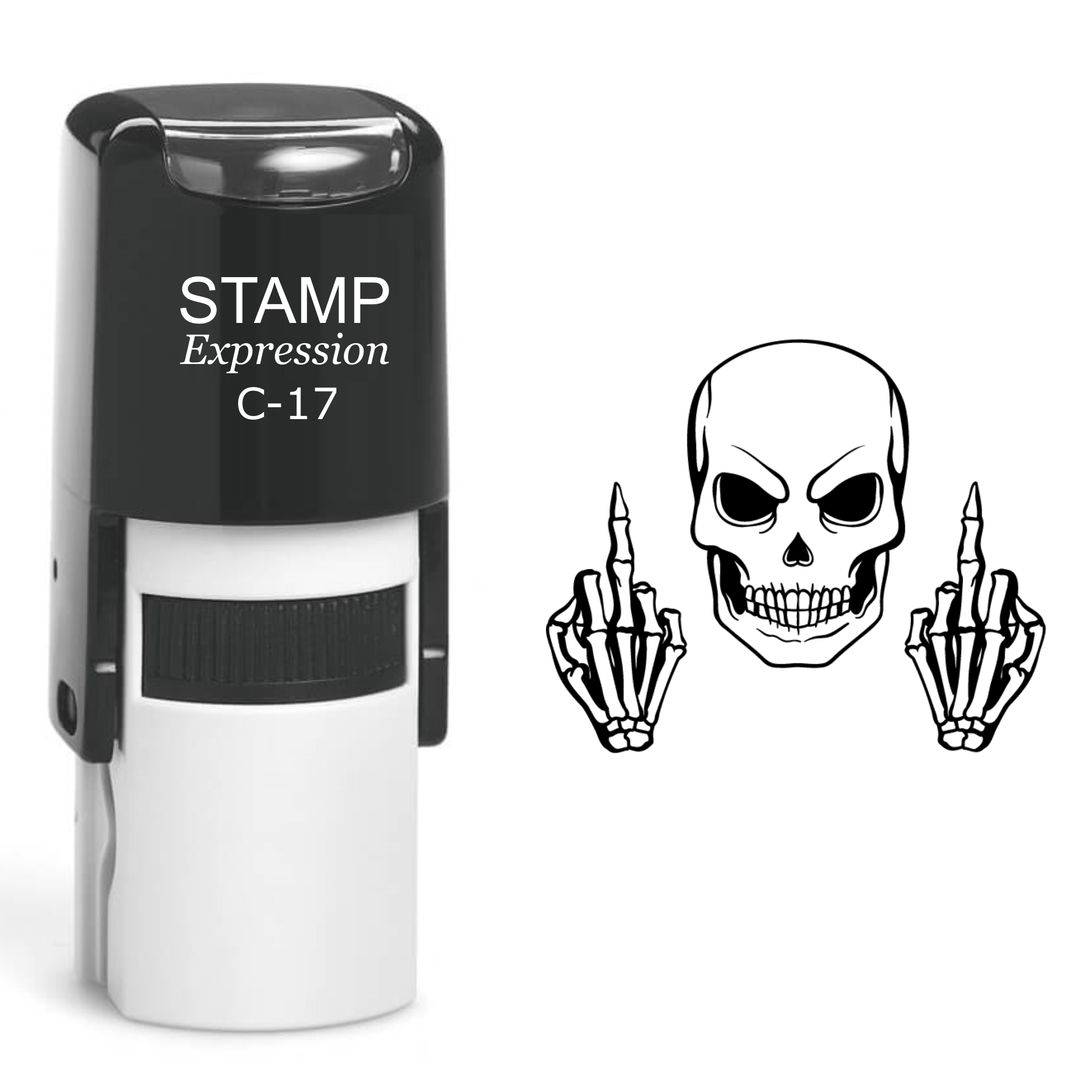 Skull Bones Middle Finger Self Inking Rubber Stamp (SH-60634)