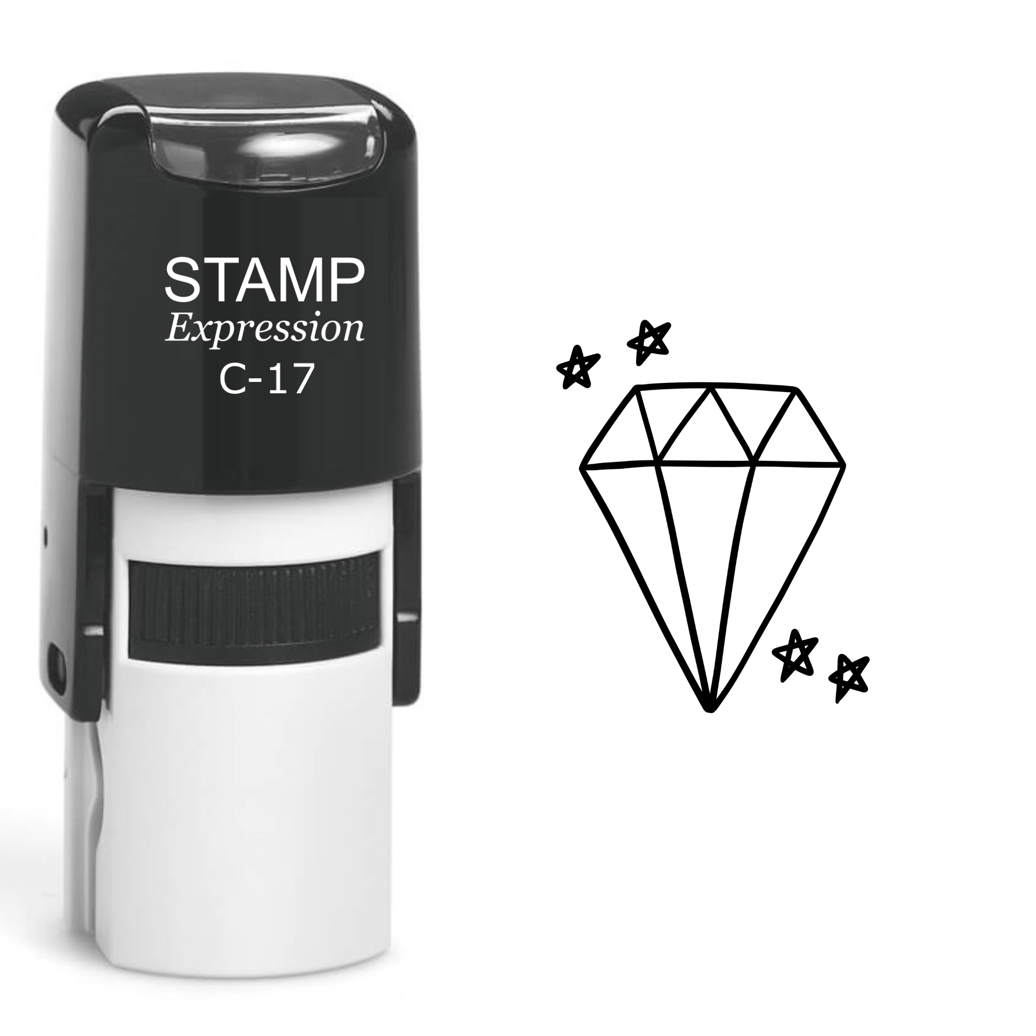 Diamon With Stars Self Inking Rubber Stamp (SH-61133)