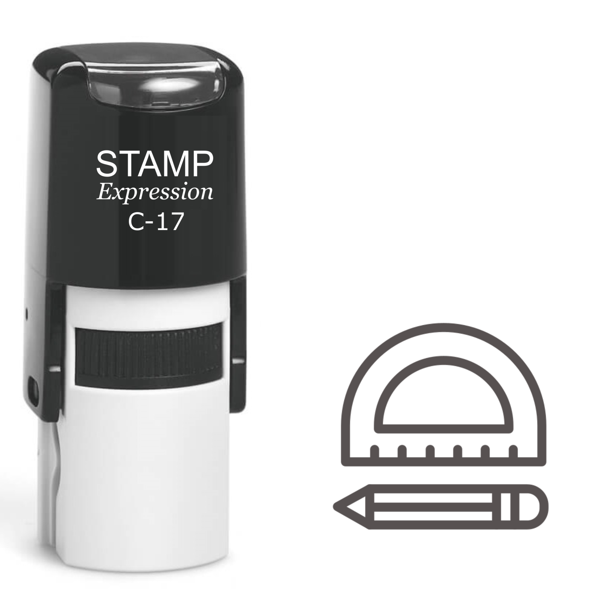 Protractor and pencil Self Inking Rubber Stamp (SH-61155)