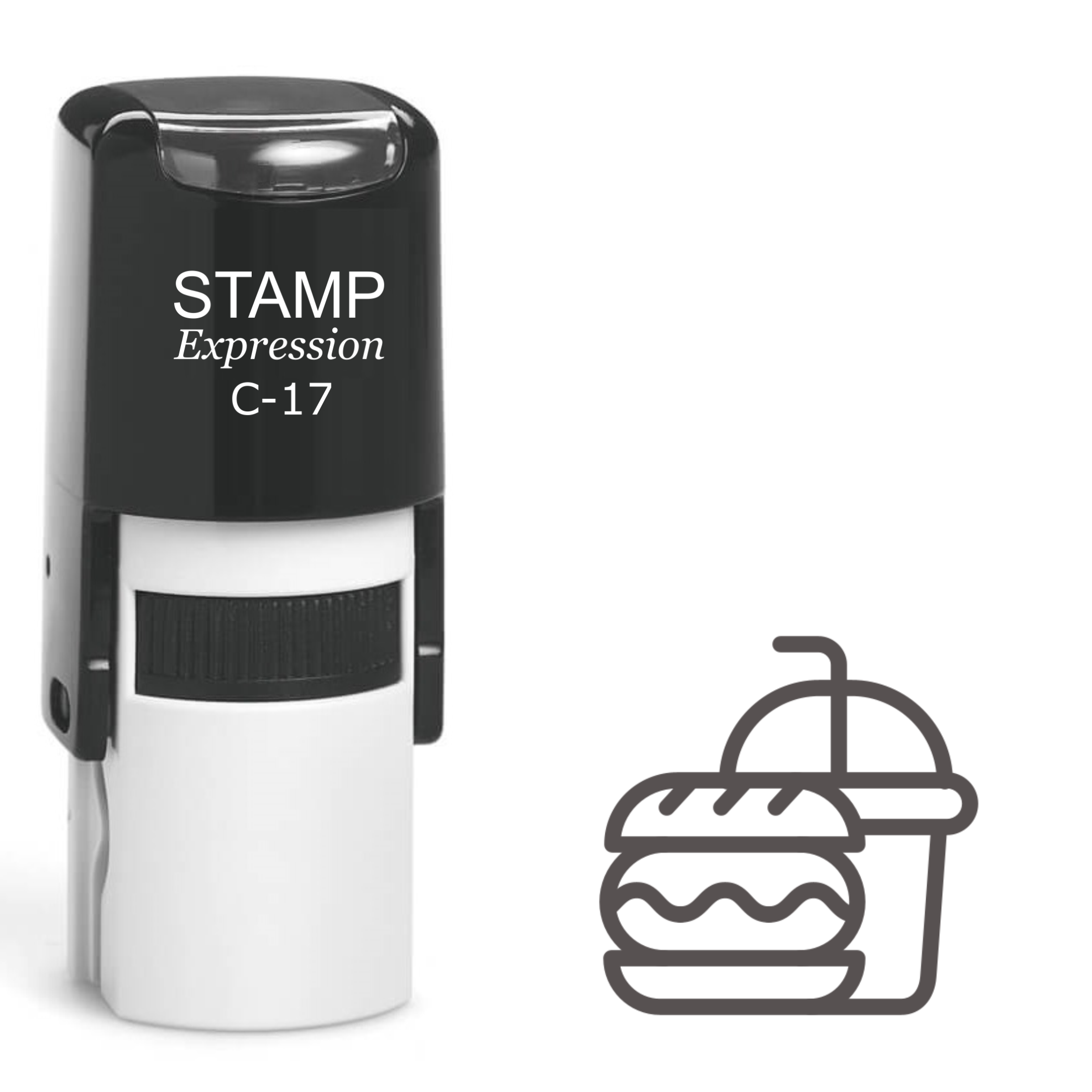 Burger And Drink Self Inking Rubber Stamp (SH-61214)