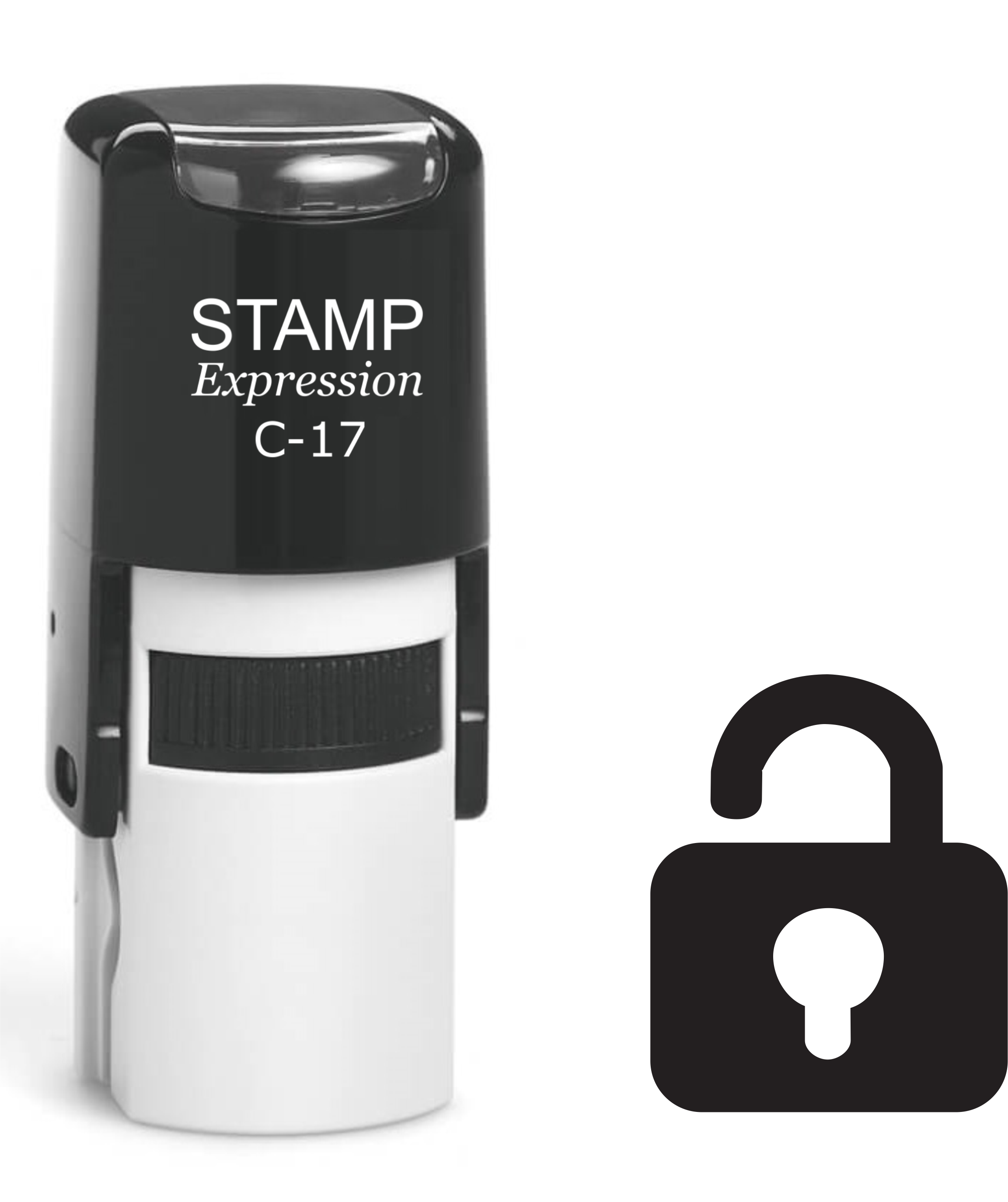 Unlocked Lock Icon Self Inking Rubber Stamp (SH-61296)